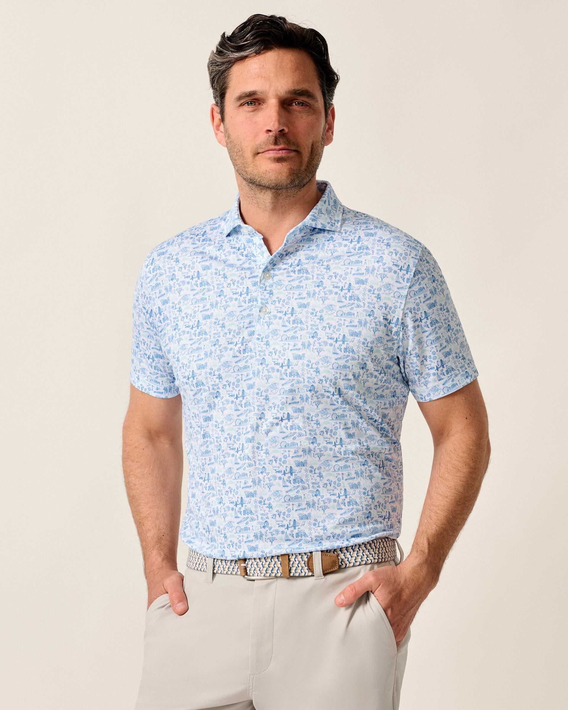 Johnnie-O Performance Jersey Polo - 20 Years of JO Print, Palisades Blue