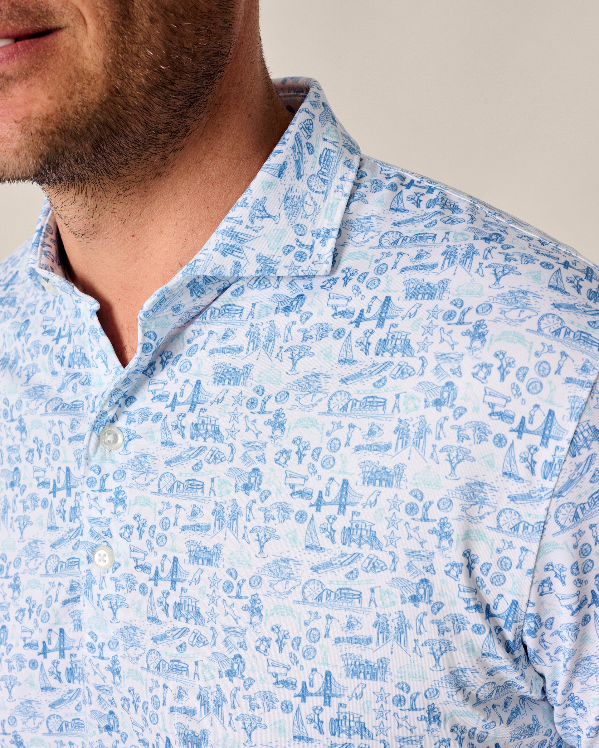 Johnnie-O Performance Jersey Polo - 20 Years of JO Print, Palisades Blue