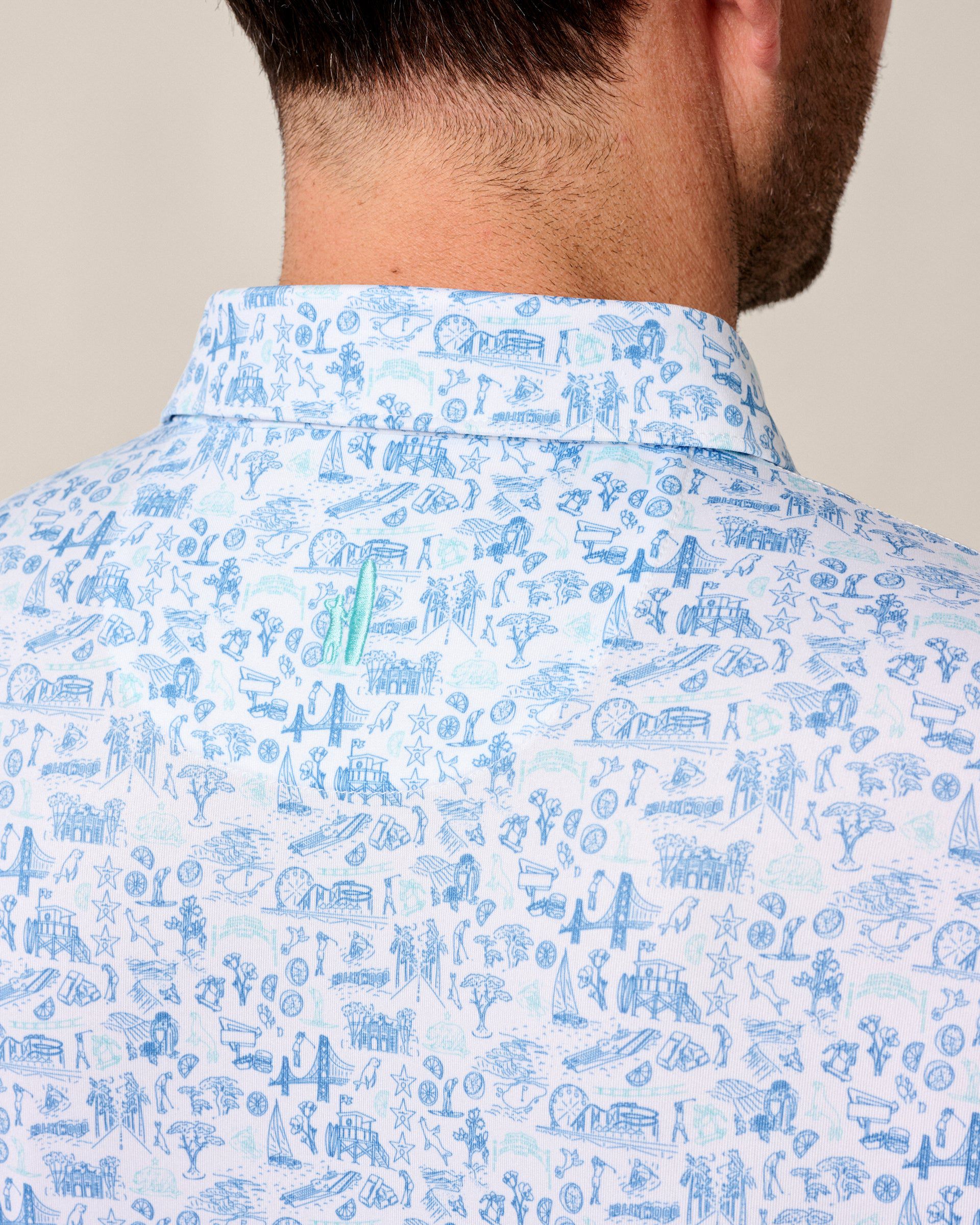 Johnnie-O Performance Jersey Polo - 20 Years of JO Print, Palisades Blue