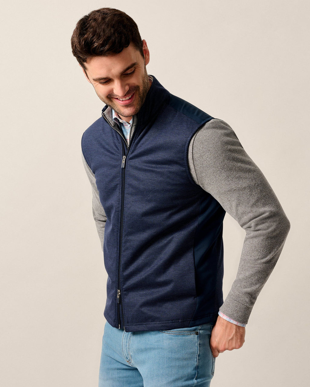 Johnnie-O Lomond Printed Knit Vest with PrimaLoft®, Navy