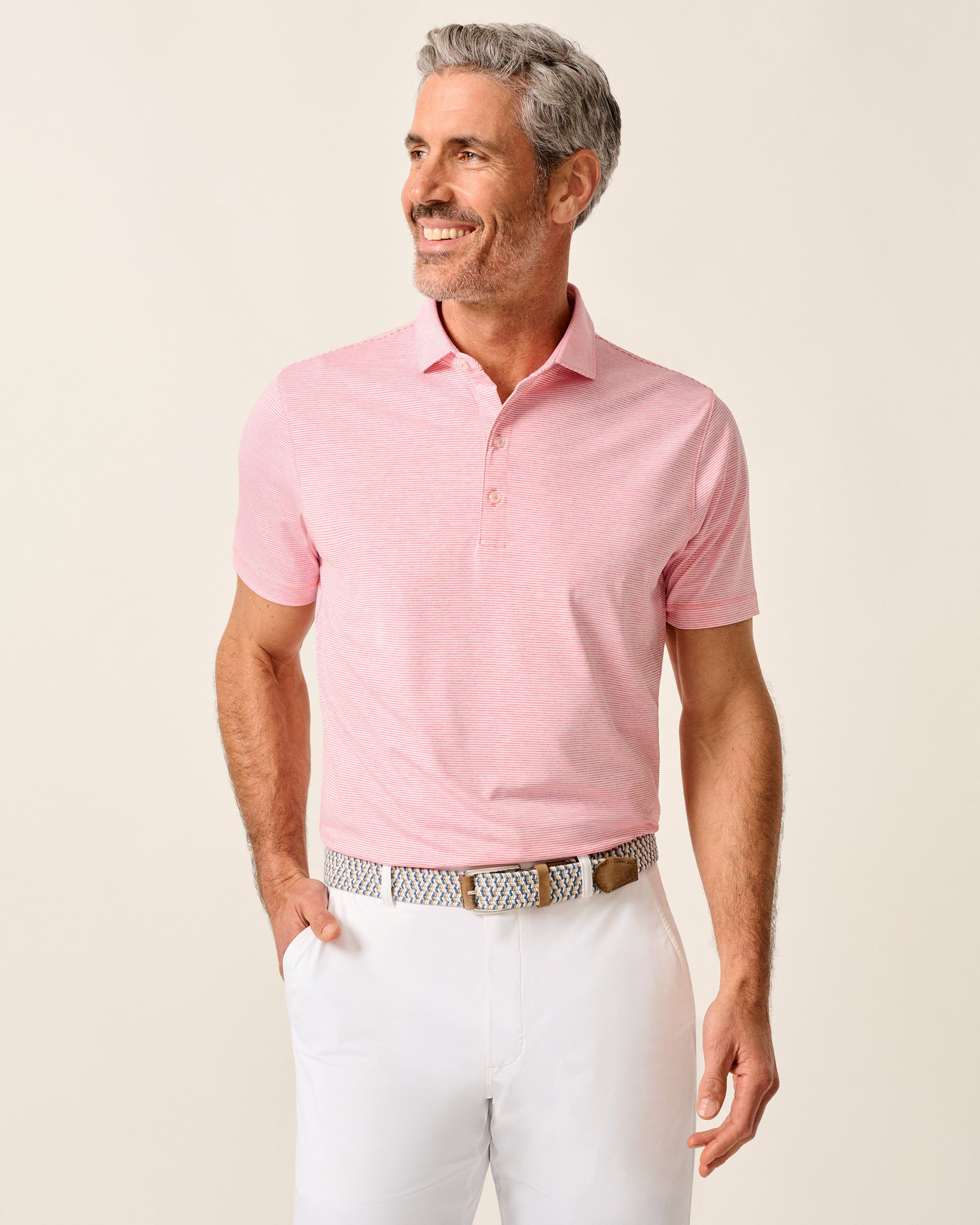 Johnnie-O Performance Jersey Polo - Lyndonn Stripe, Gulf Blue