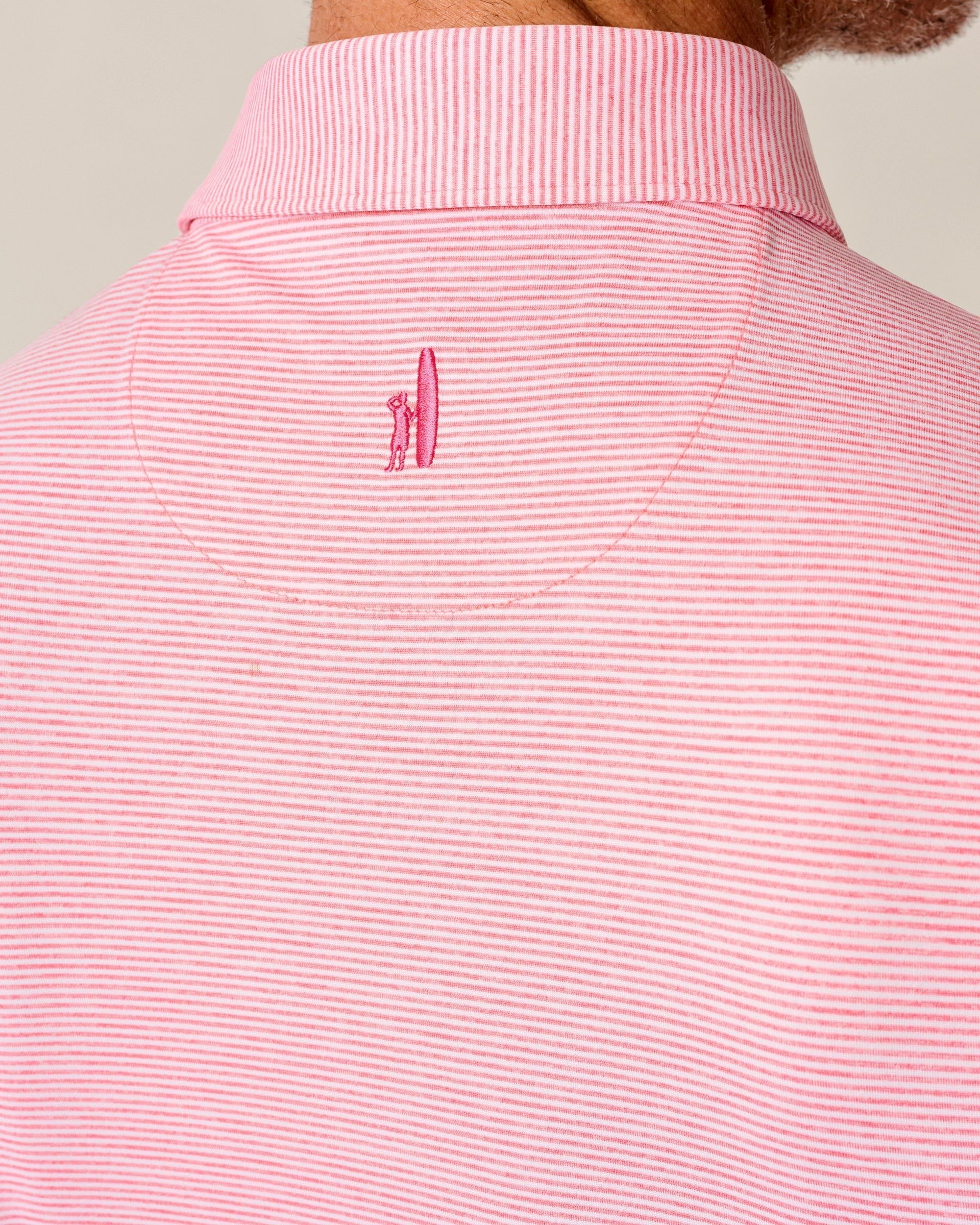 Johnnie-O Performance Jersey Polo - Lyndonn Stripe, Azalea