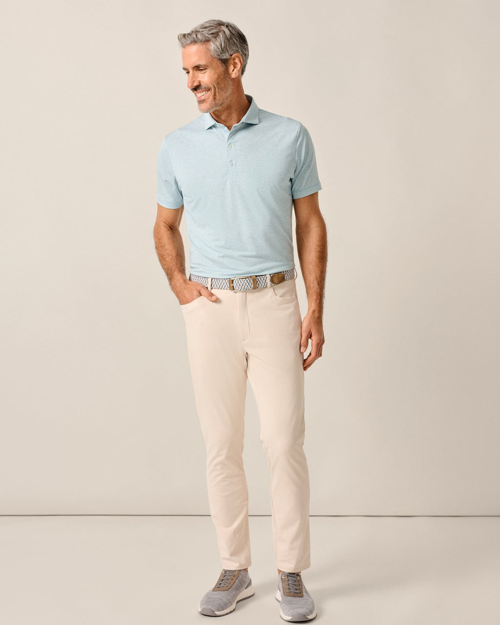 Johnnie-O Performance Jersey Polo - Lyndonn Stripe, Gulf Blue