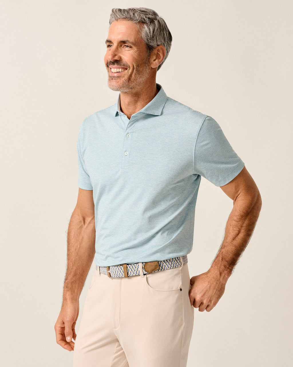Johnnie-O Performance Jersey Polo - Lyndonn Stripe, Gulf Blue