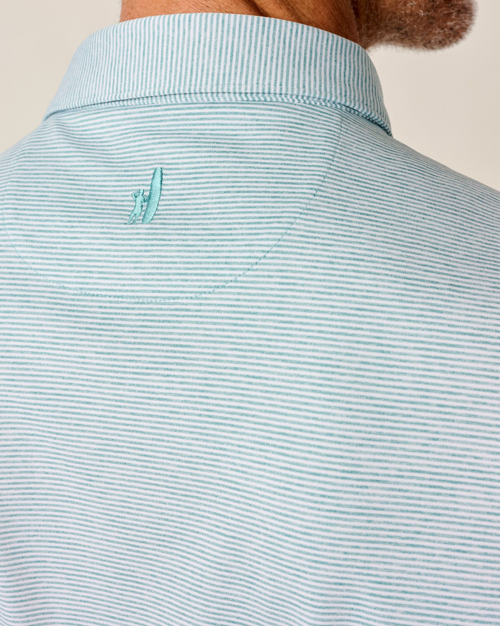 Johnnie-O Performance Jersey Polo - Lyndonn Stripe, Gulf Blue