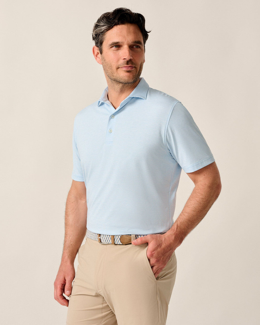 Johnnie-O Performance Jersey Polo - Lyndonn Stripe, Gulf Blue