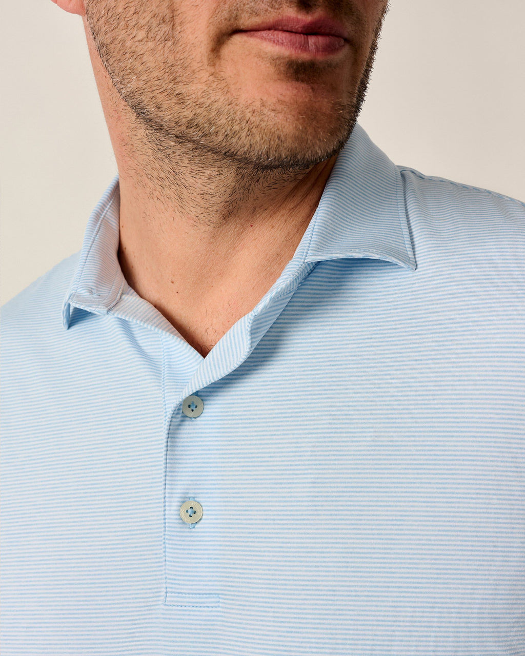 Johnnie-O Performance Jersey Polo - Lyndonn Stripe, Gulf Blue