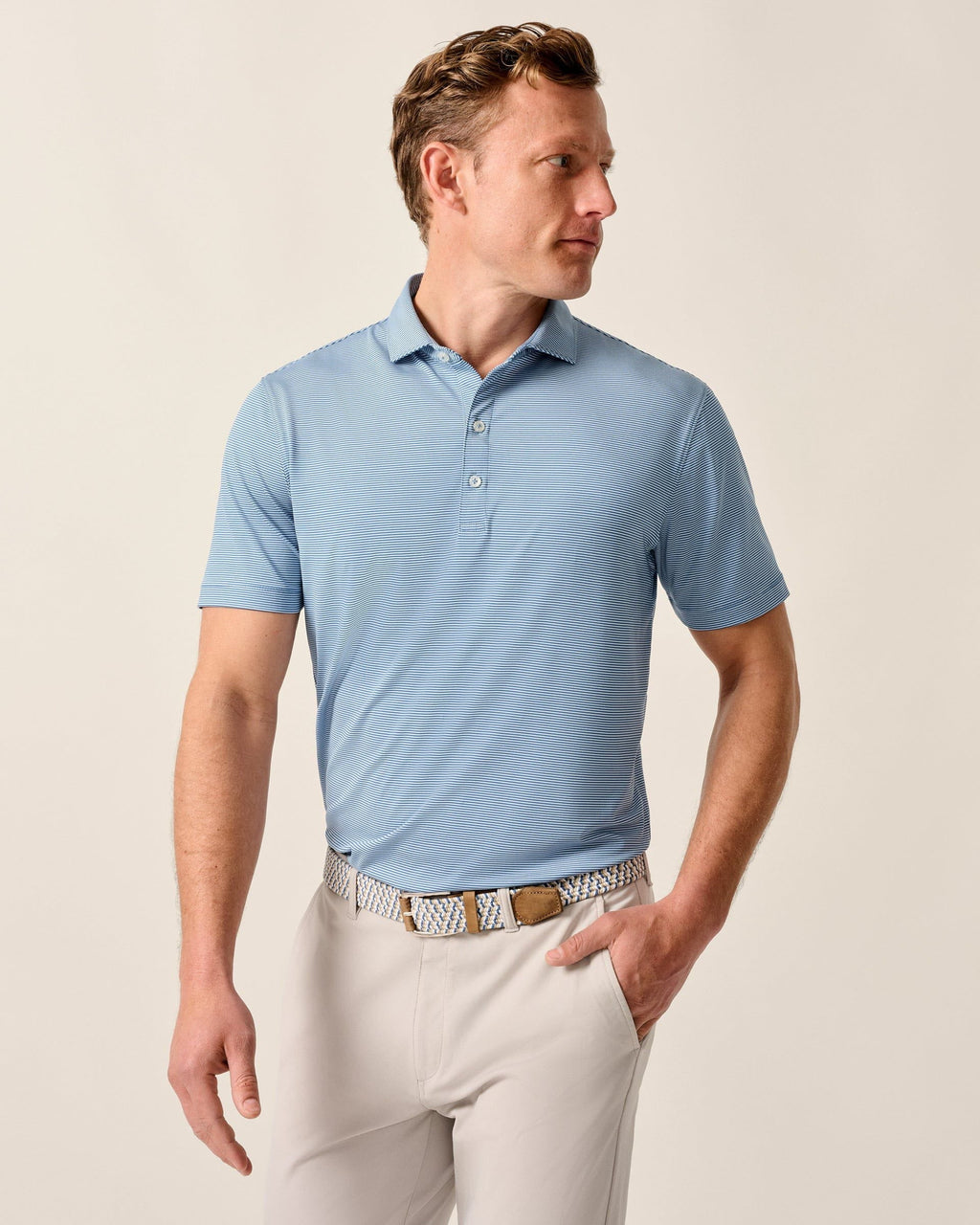 Johnnie-O Performance Jersey Polo - Lyndonn Stripe, Kona Lake