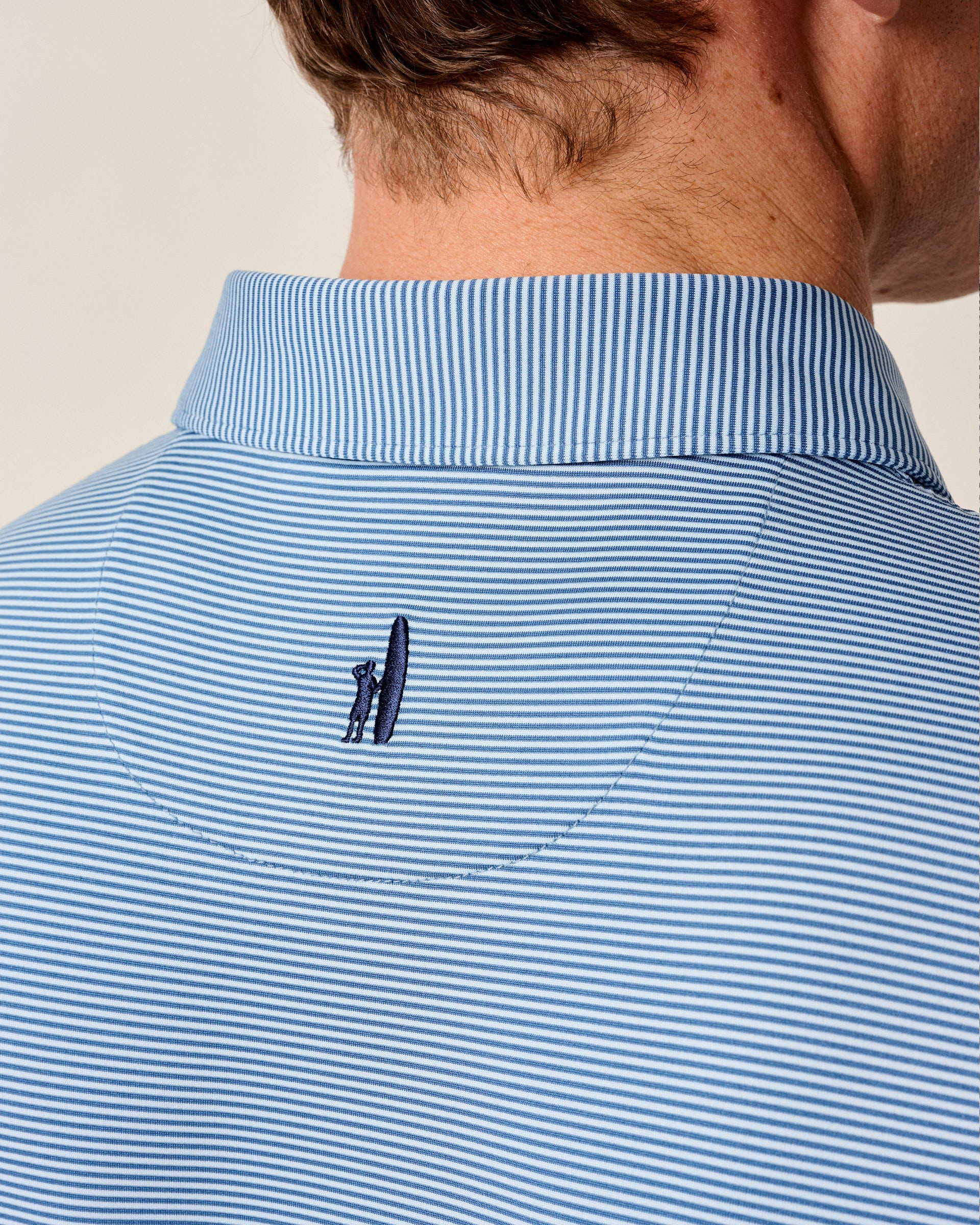 Johnnie-O Performance Jersey Polo - Lyndonn Stripe, Kona Lake