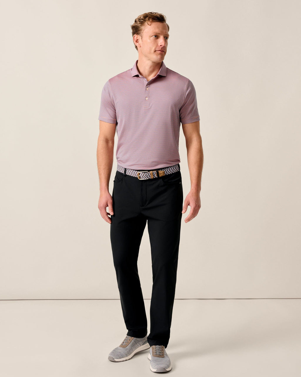 Johnnie-O Performance Jersey Polo - Lyndonn Stripe, Mango