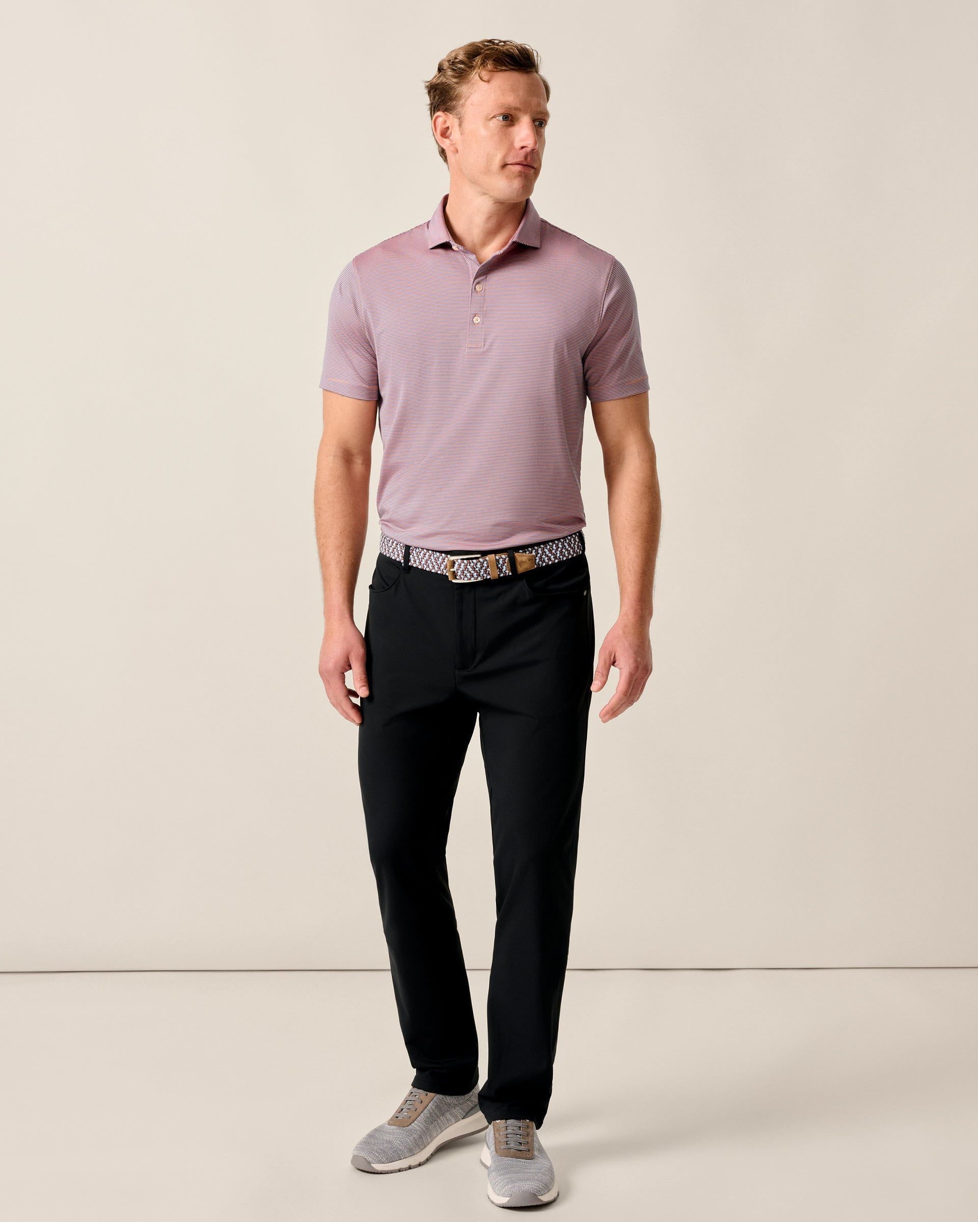 Johnnie-O Performance Jersey Polo - Lyndonn Stripe, Mango