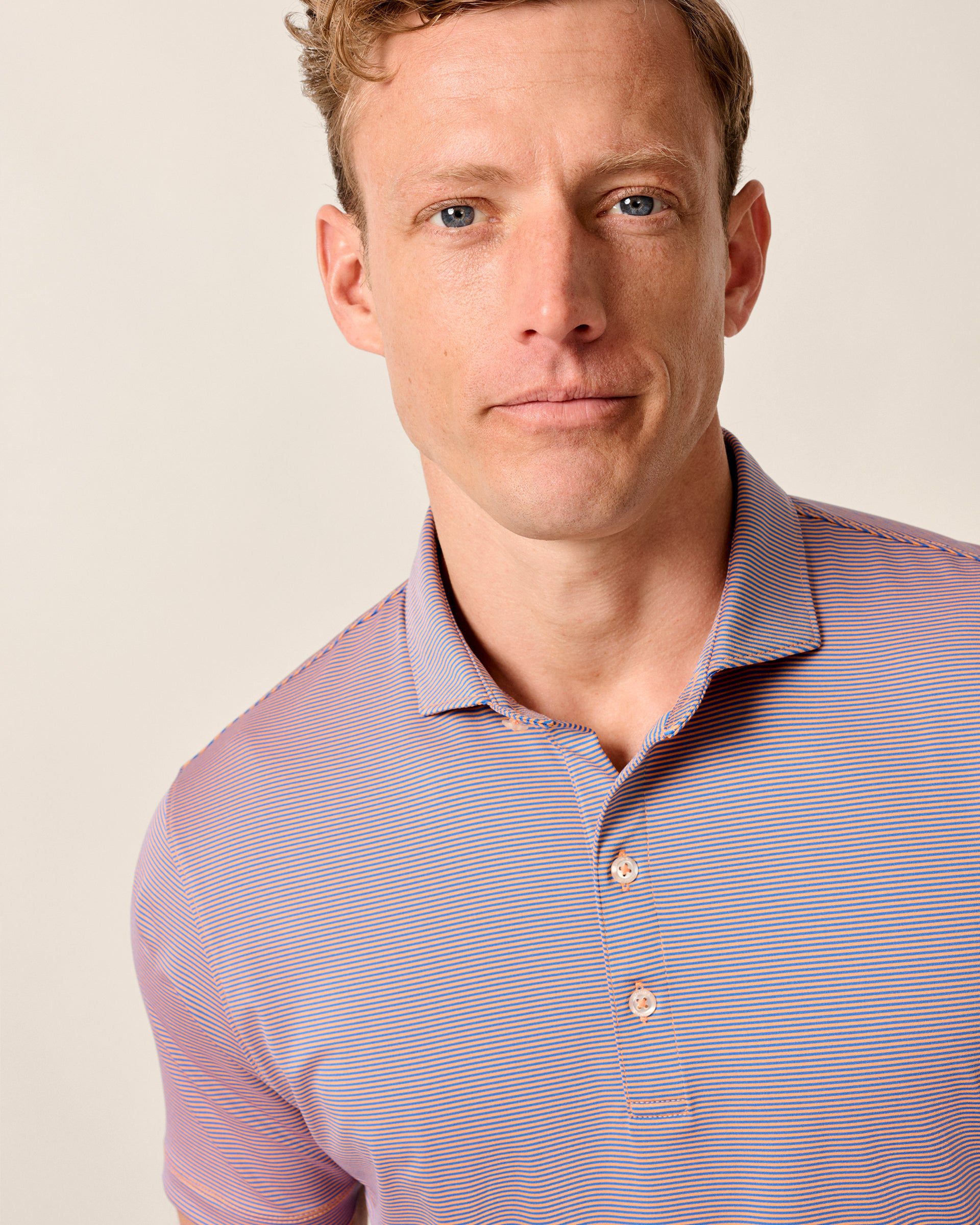 Johnnie-O Performance Jersey Polo - Lyndonn Stripe, Mango