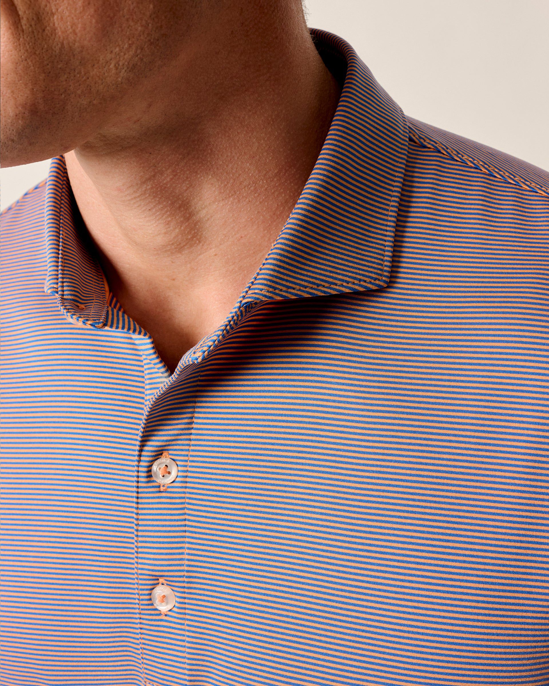 Johnnie-O Performance Jersey Polo - Lyndonn Stripe, Mango