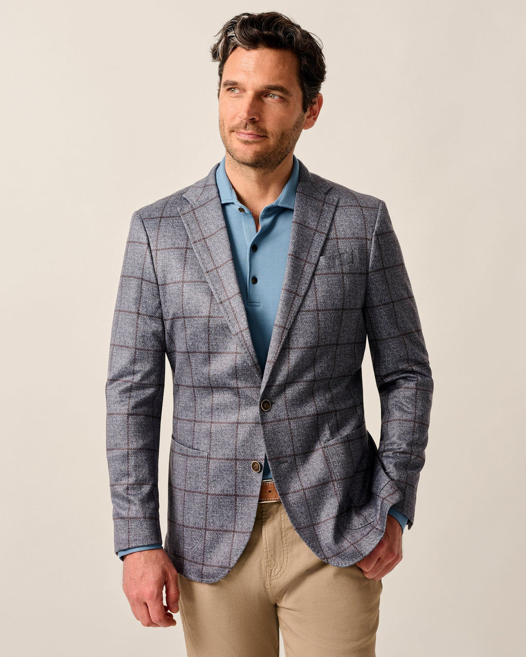 Johnnie-O Malachi Top Shelf Windowpane Knit Sport Coat, Gray