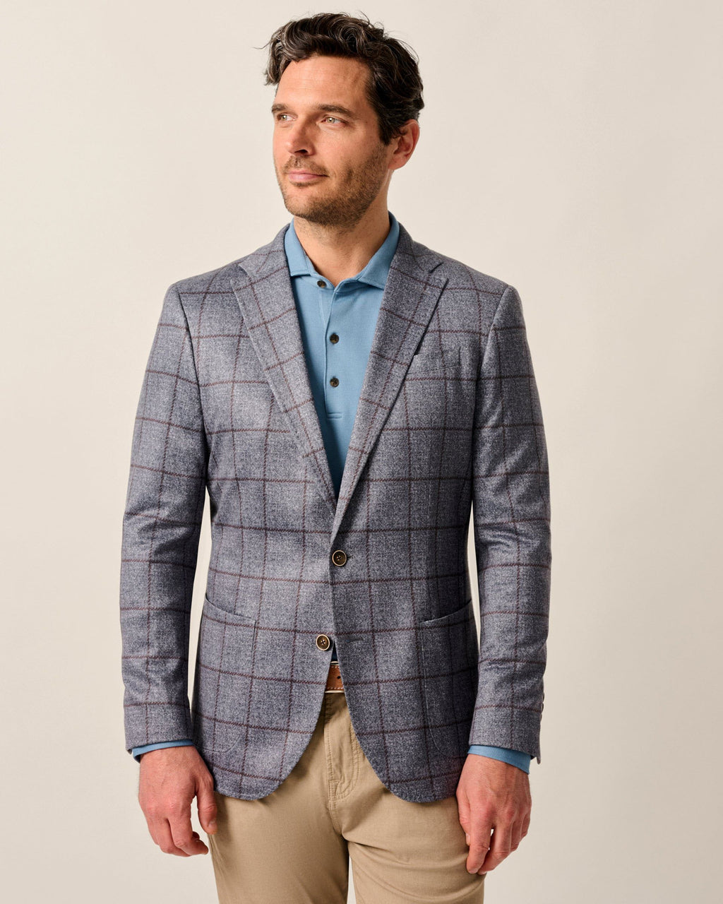 Johnnie-O Malachi Top Shelf Windowpane Knit Sport Coat, Gray