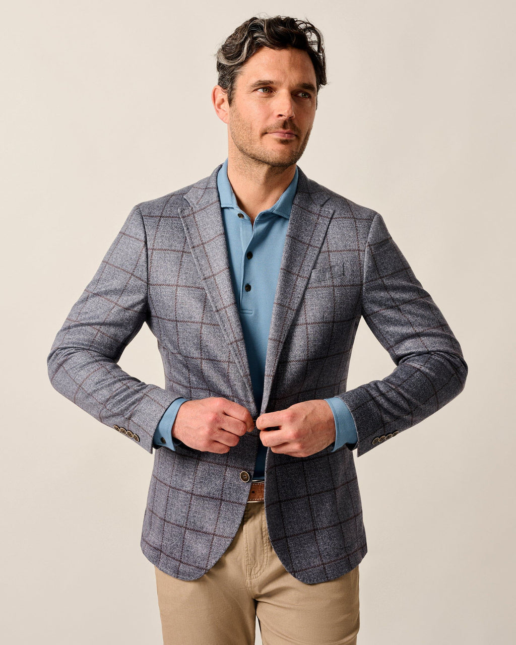 Johnnie-O Malachi Top Shelf Windowpane Knit Sport Coat, Gray
