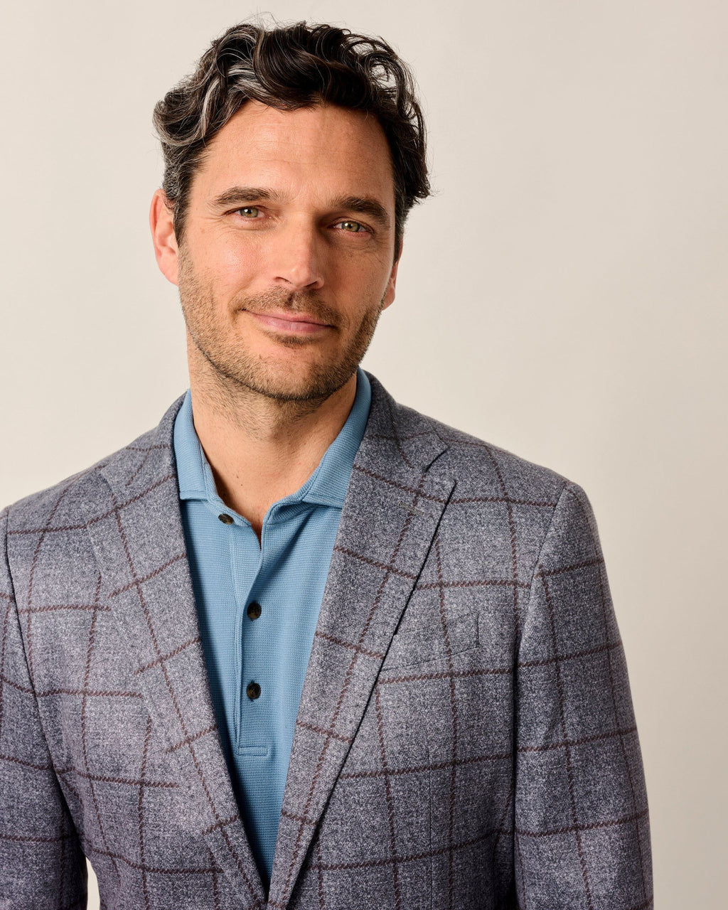 Johnnie-O Malachi Top Shelf Windowpane Knit Sport Coat, Gray