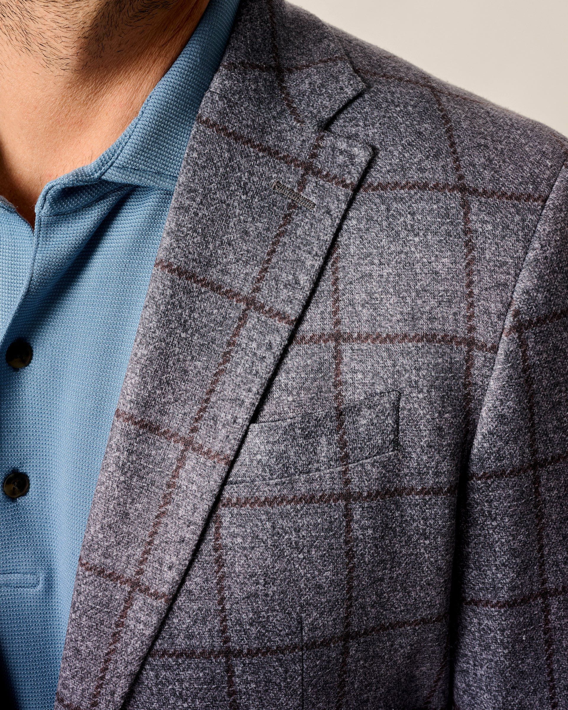 Johnnie-O Malachi Top Shelf Windowpane Knit Sport Coat, Gray