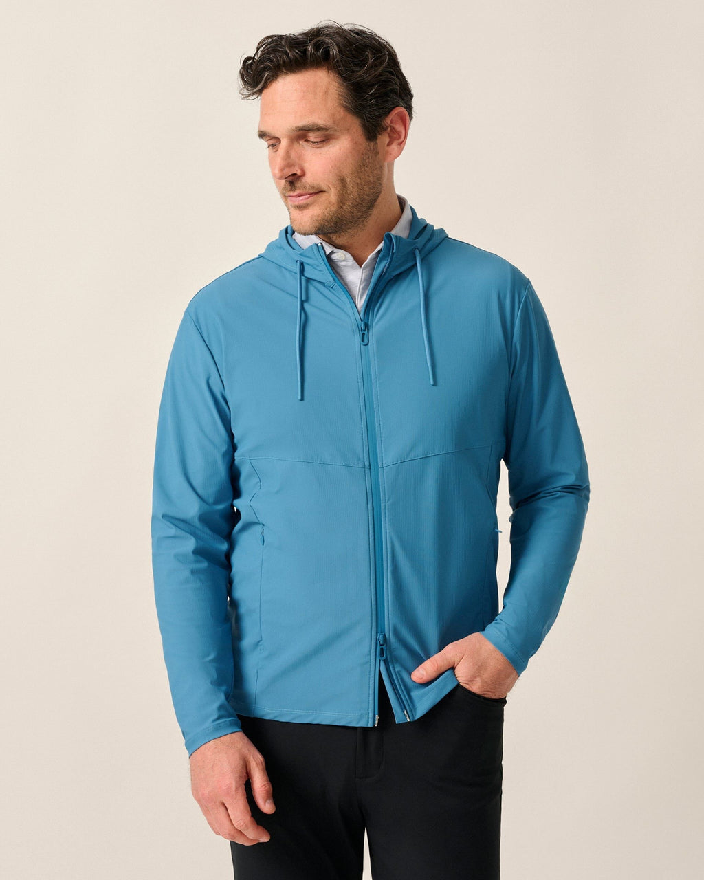 Johnnie-O Marshal Featherweight Hooded Jacket, Barrels Blue