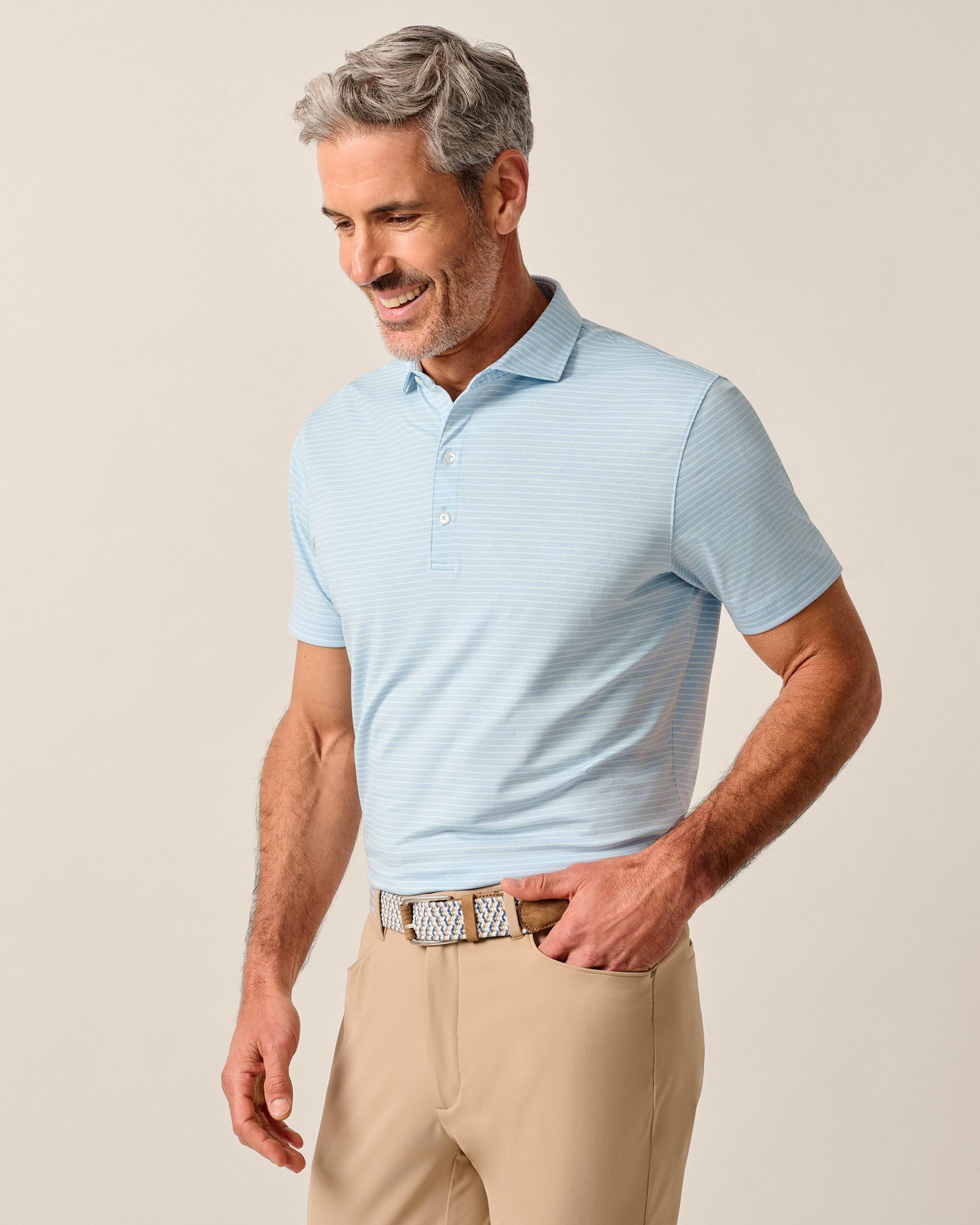 Johnnie-O Performance Jersey Polo - Michael Stripe, Kona
