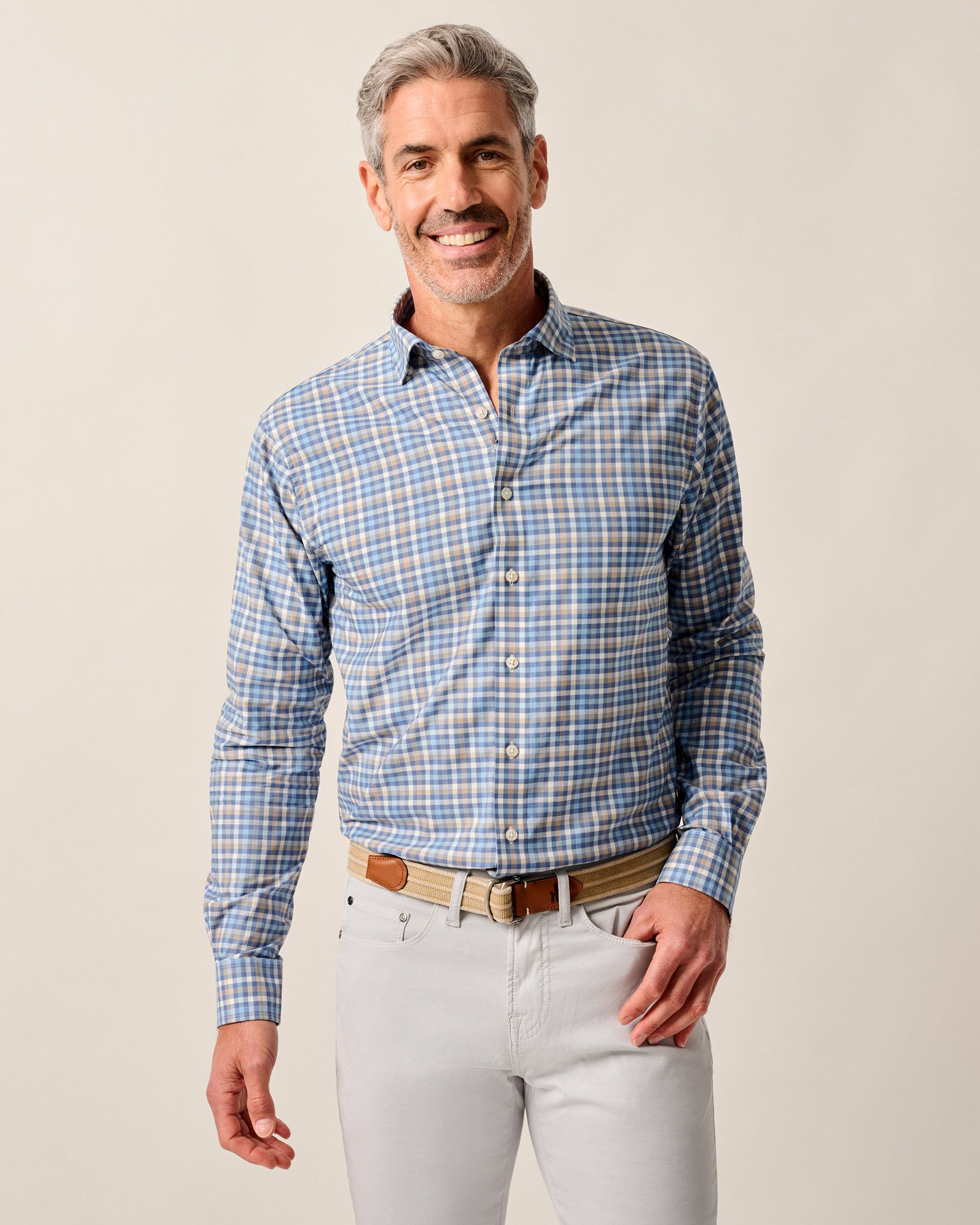 Johnnie-O Featherweight Performance Button Down Shirt - Olie, Navy