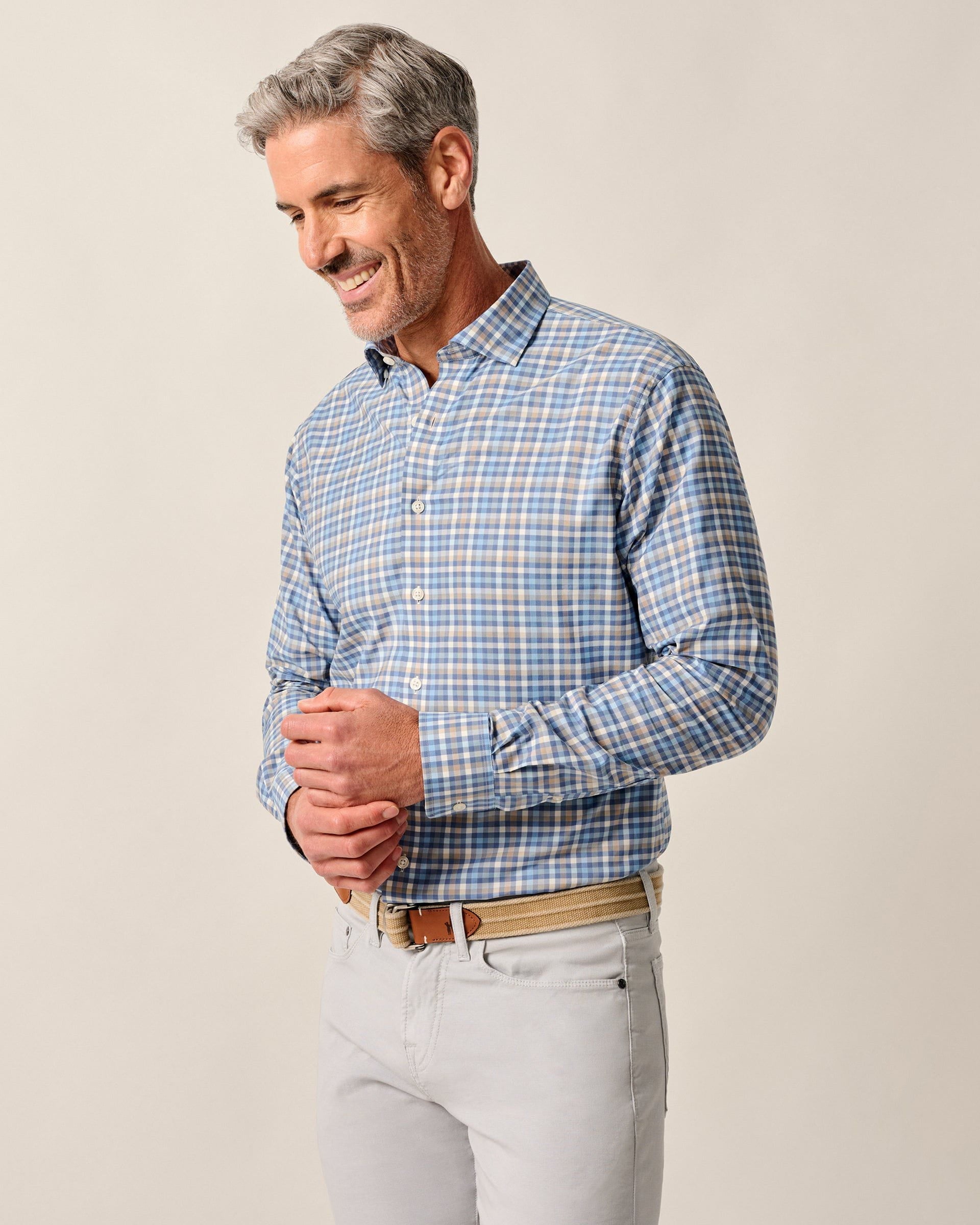 Johnnie-O Featherweight Performance Button Down Shirt - Olie, Navy