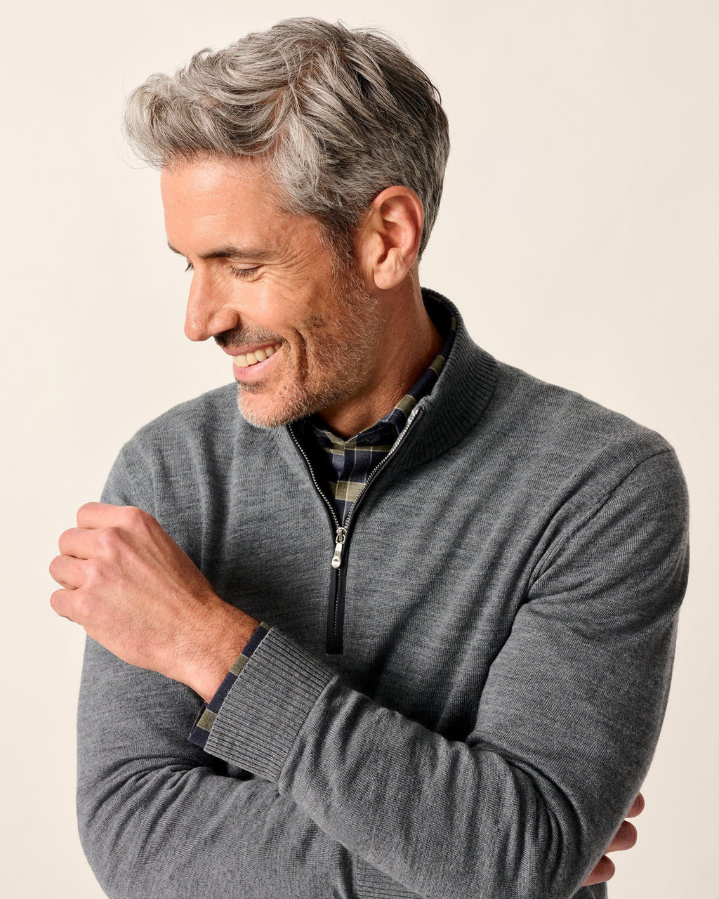Johnnie-O Raynor Merino 1/4 Zip Sweater, Charcoal