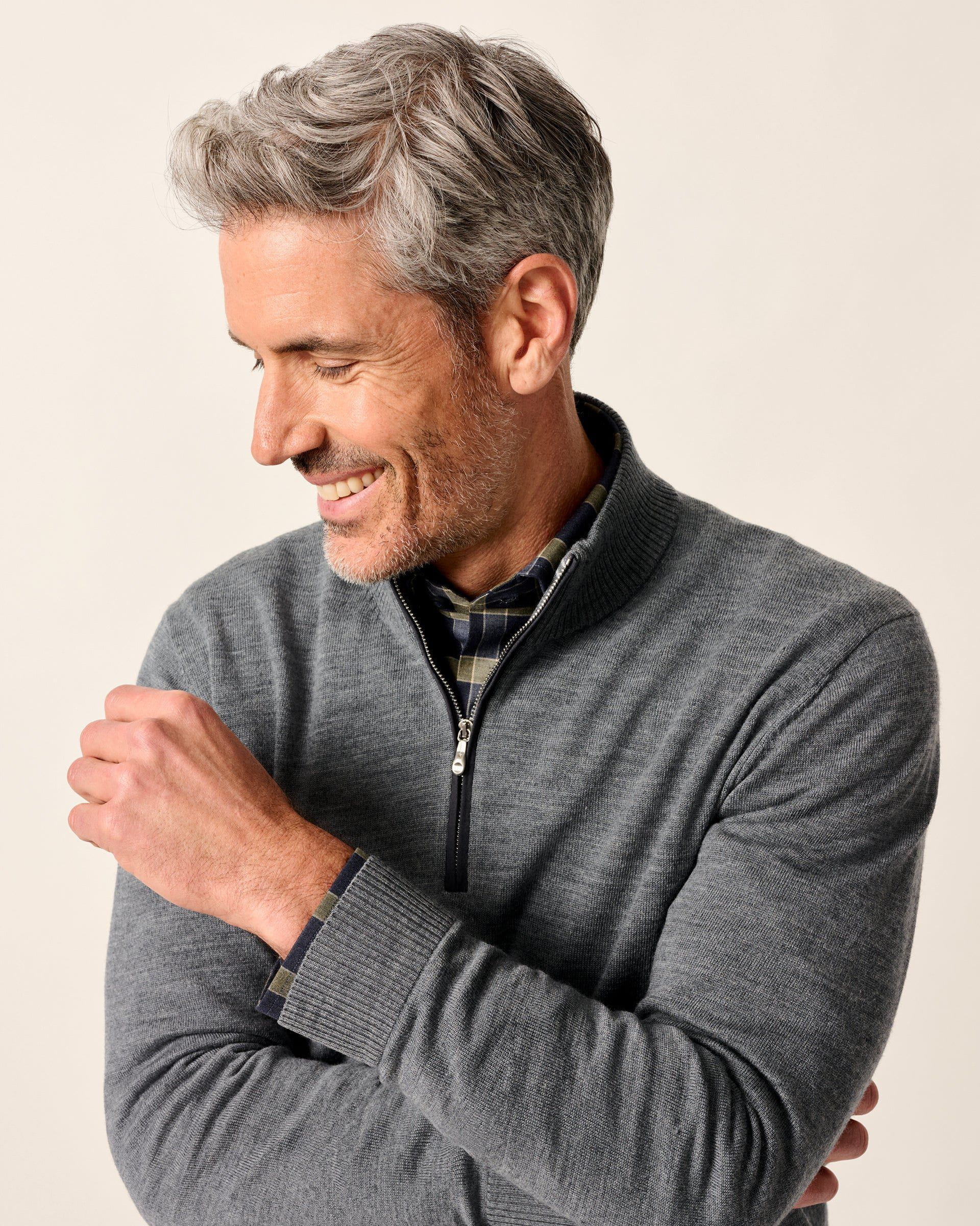 Johnnie-O Raynor Merino 1/4 Zip Sweater, Charcoal