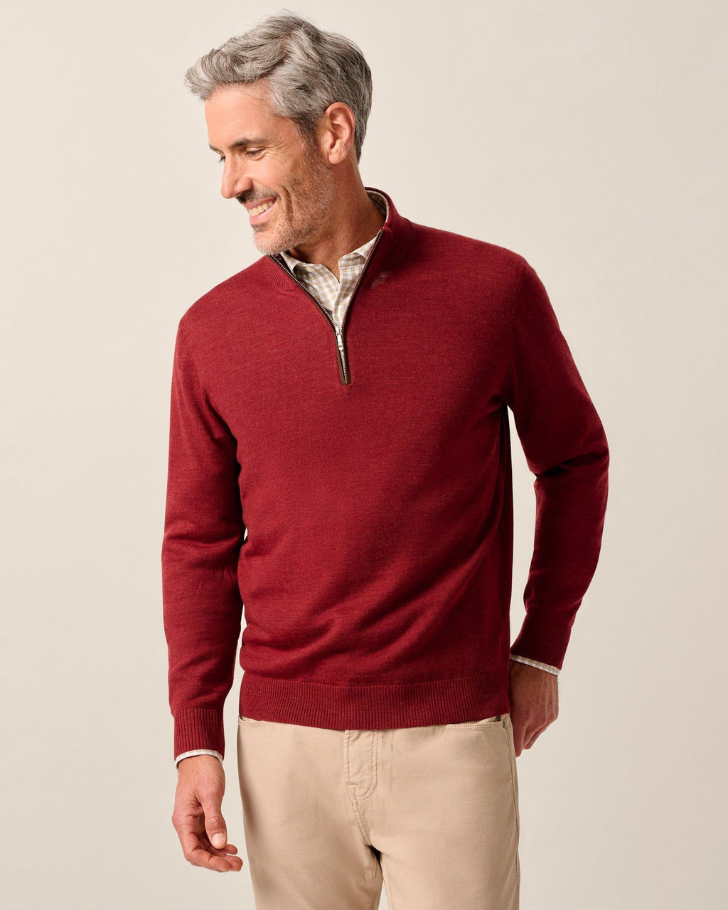 Johnnie-O Raynor Merino 1/4 Zip Sweater, Cinnamon