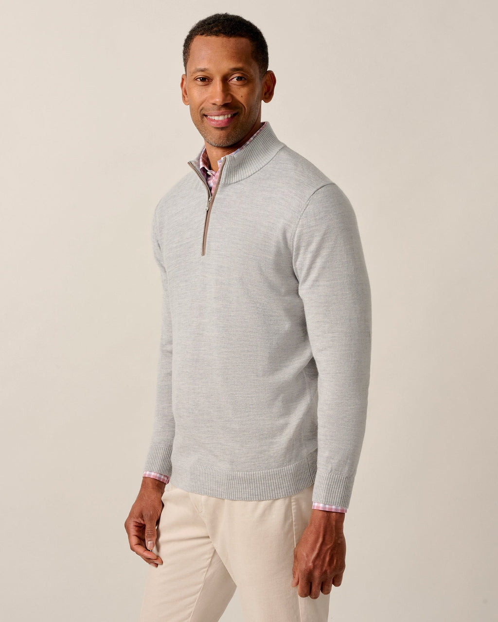 Johnnie-O Raynor Merino 1/4 Zip Sweater, Light Gray