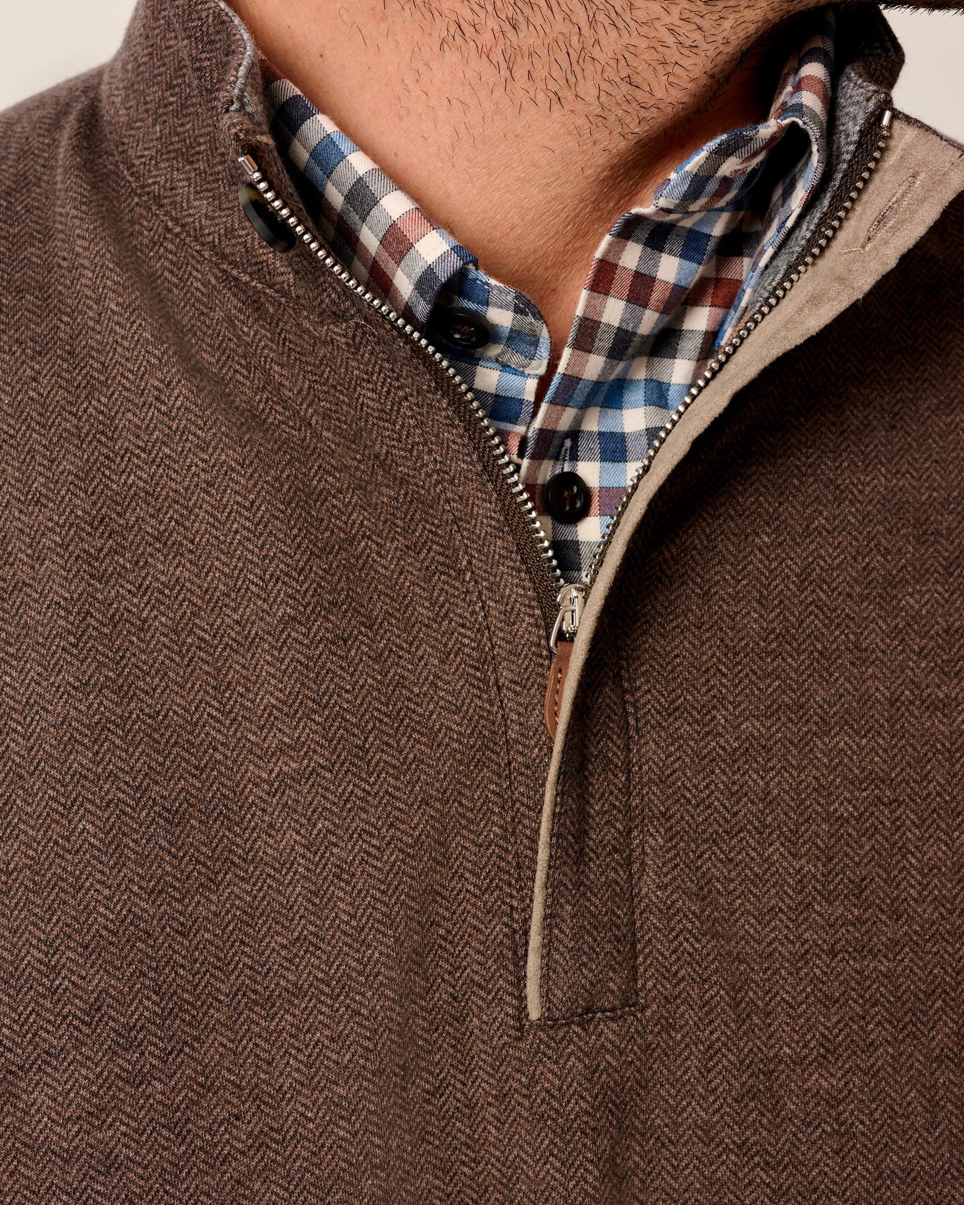 Johnnie-O Rubin Herringbone Cashmere Blend 1/4 Zip Pullover
