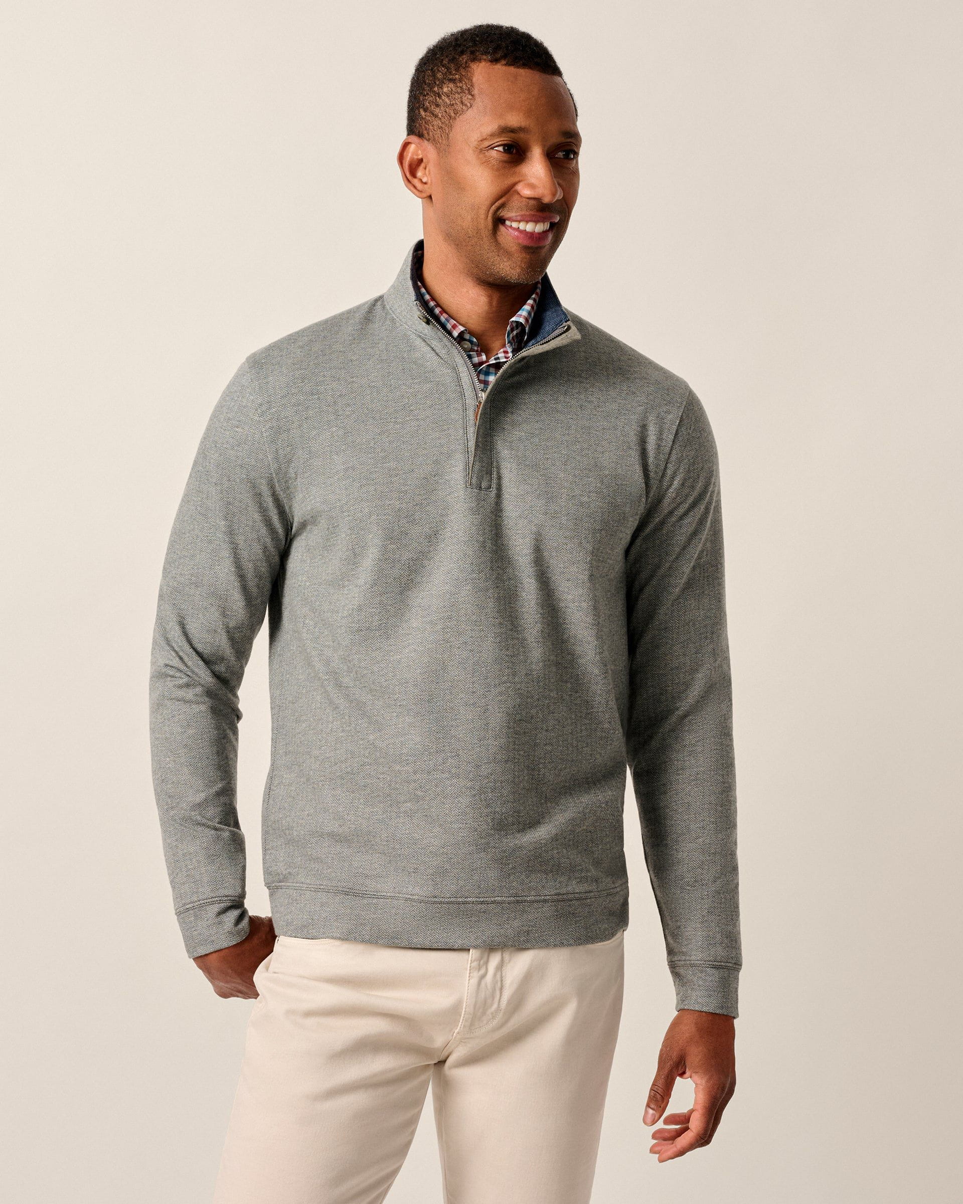 Johnnie-O Rubin Herringbone Cashmere Blend 1/4 Zip Pullover