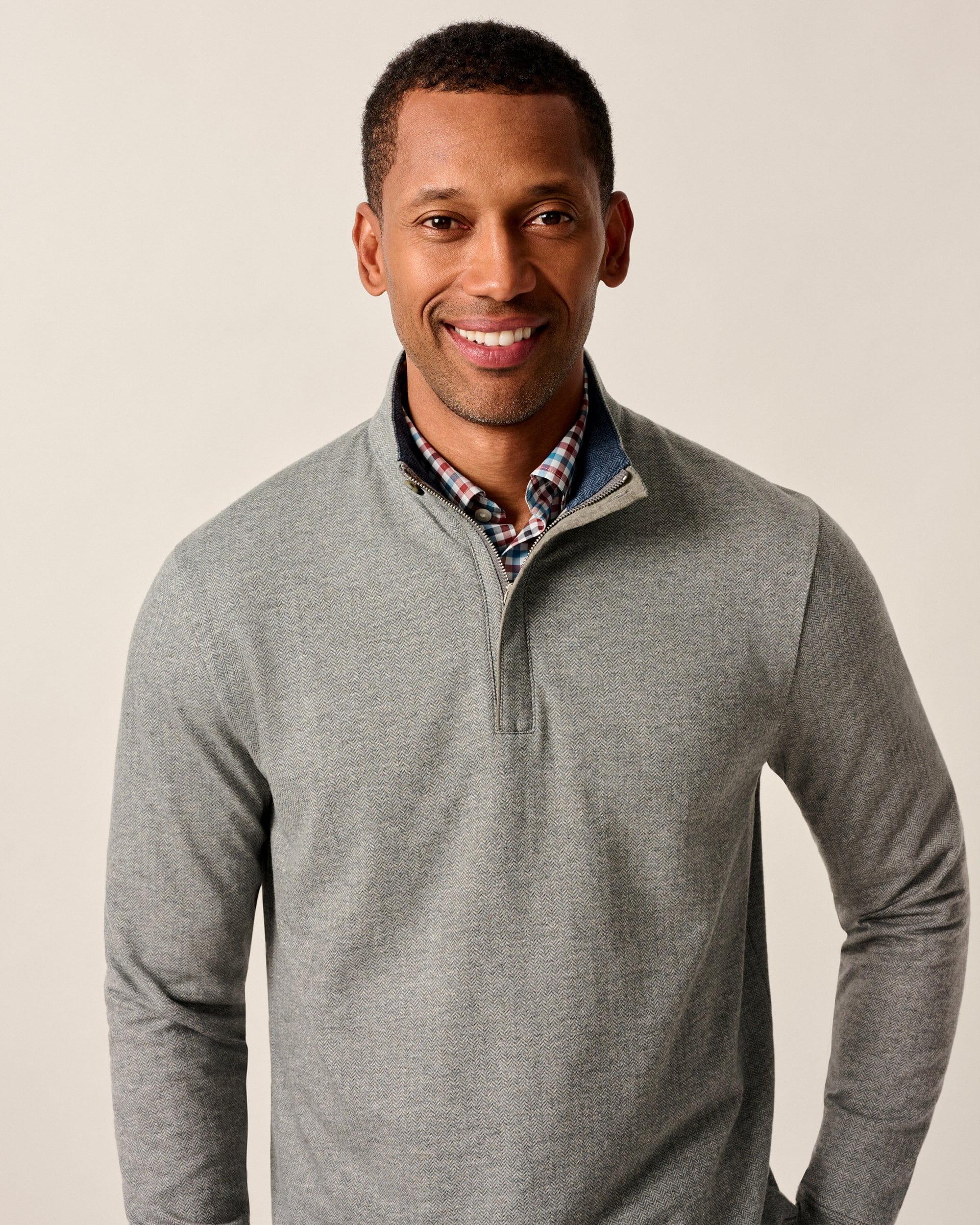 Johnnie-O Rubin Herringbone Cashmere Blend 1/4 Zip Pullover