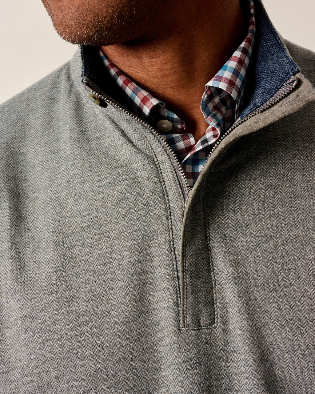 Johnnie-O Rubin Herringbone Cashmere Blend 1/4 Zip Pullover