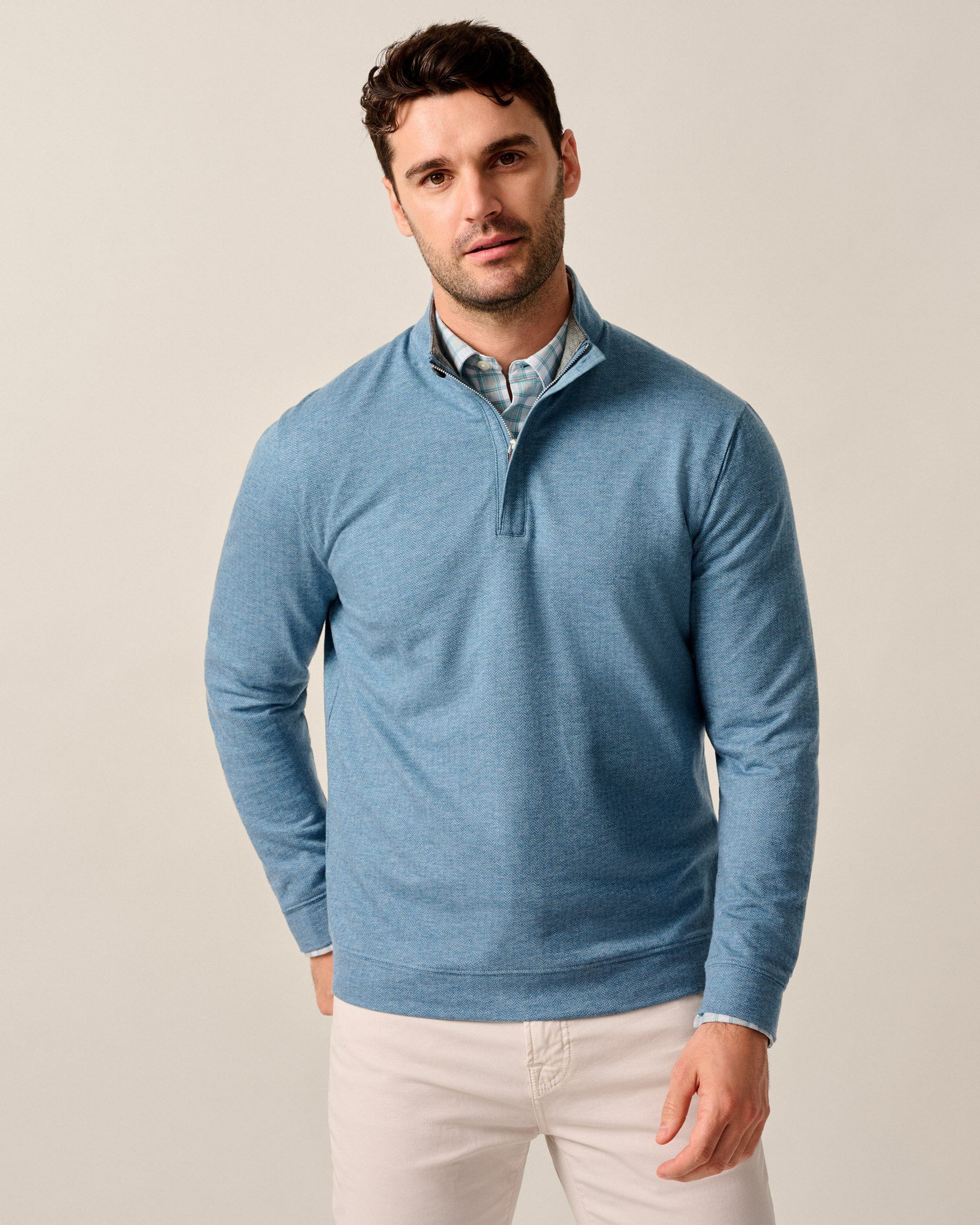 Johnnie-O Rubin Herringbone Cashmere Blend 1/4 Zip Pullover