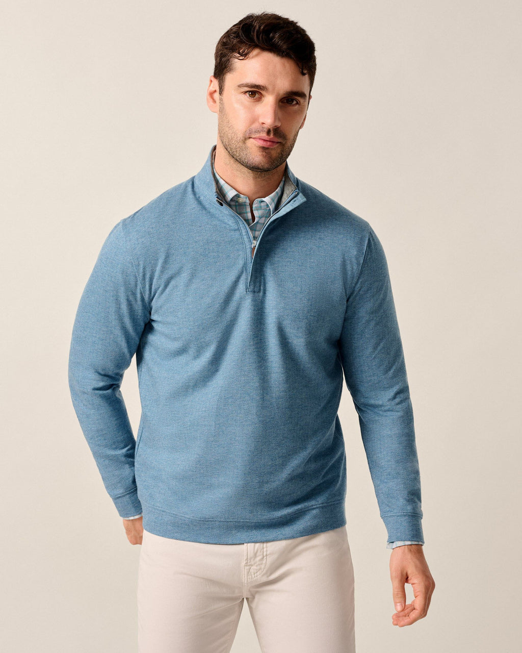 Johnnie-O Rubin Herringbone Cashmere Blend 1/4 Zip Pullover