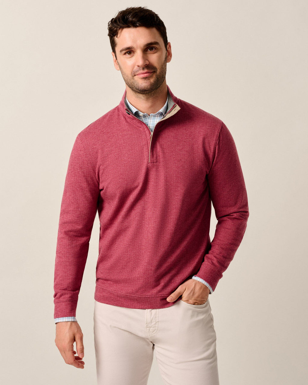 Johnnie-O Rubin Herringbone Cashmere Blend 1/4 Zip Pullover