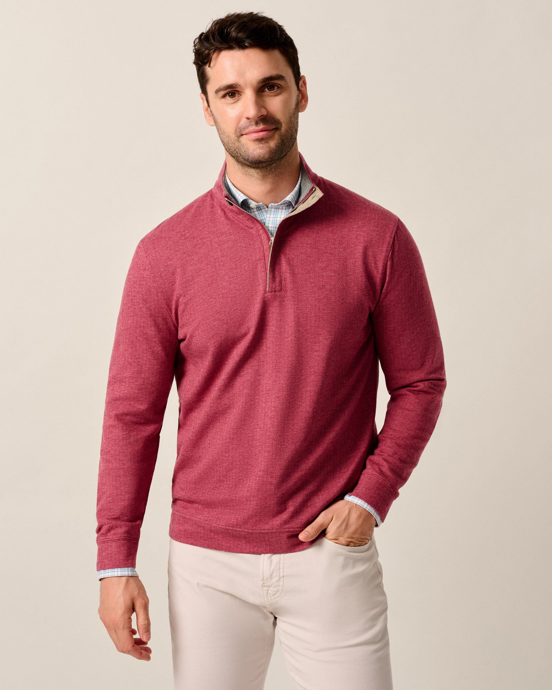 Johnnie-O Rubin Herringbone Cashmere Blend 1/4 Zip Pullover