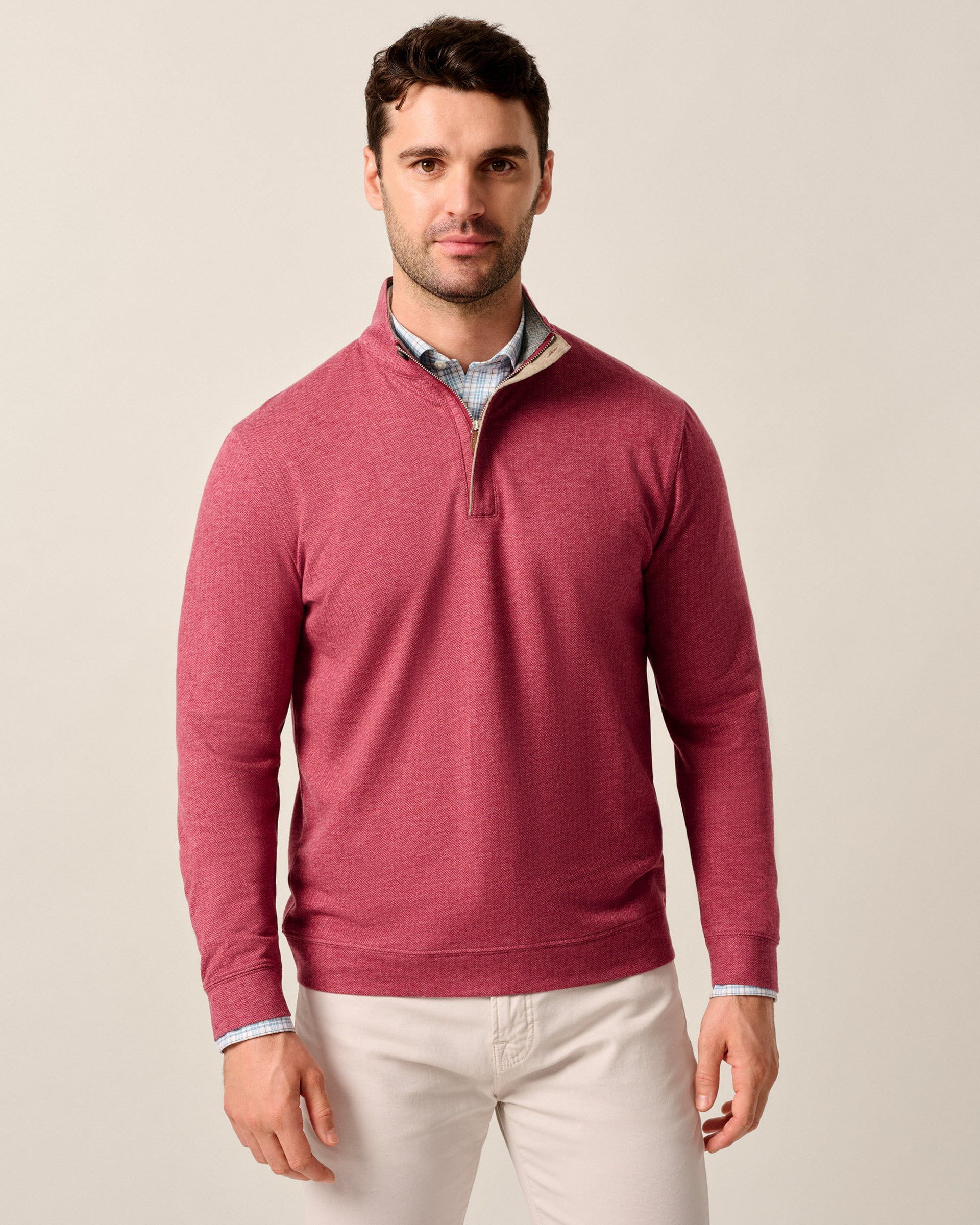 Johnnie-O Rubin Herringbone Cashmere Blend 1/4 Zip Pullover