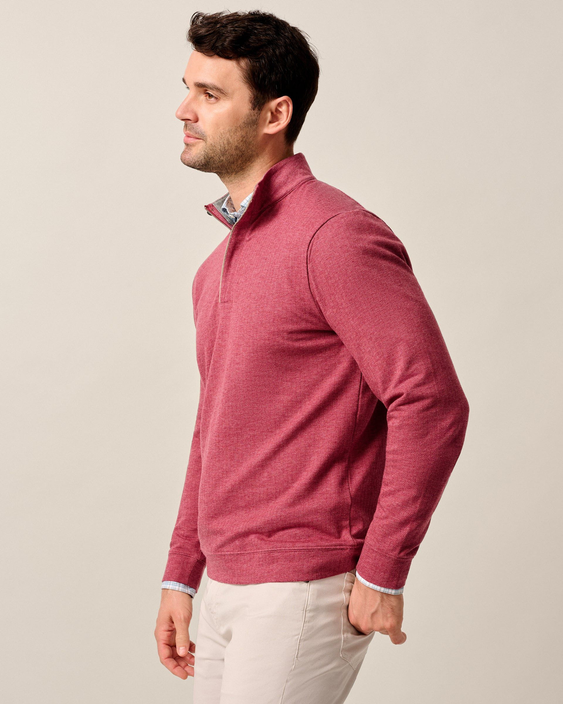 Johnnie-O Rubin Herringbone Cashmere Blend 1/4 Zip Pullover