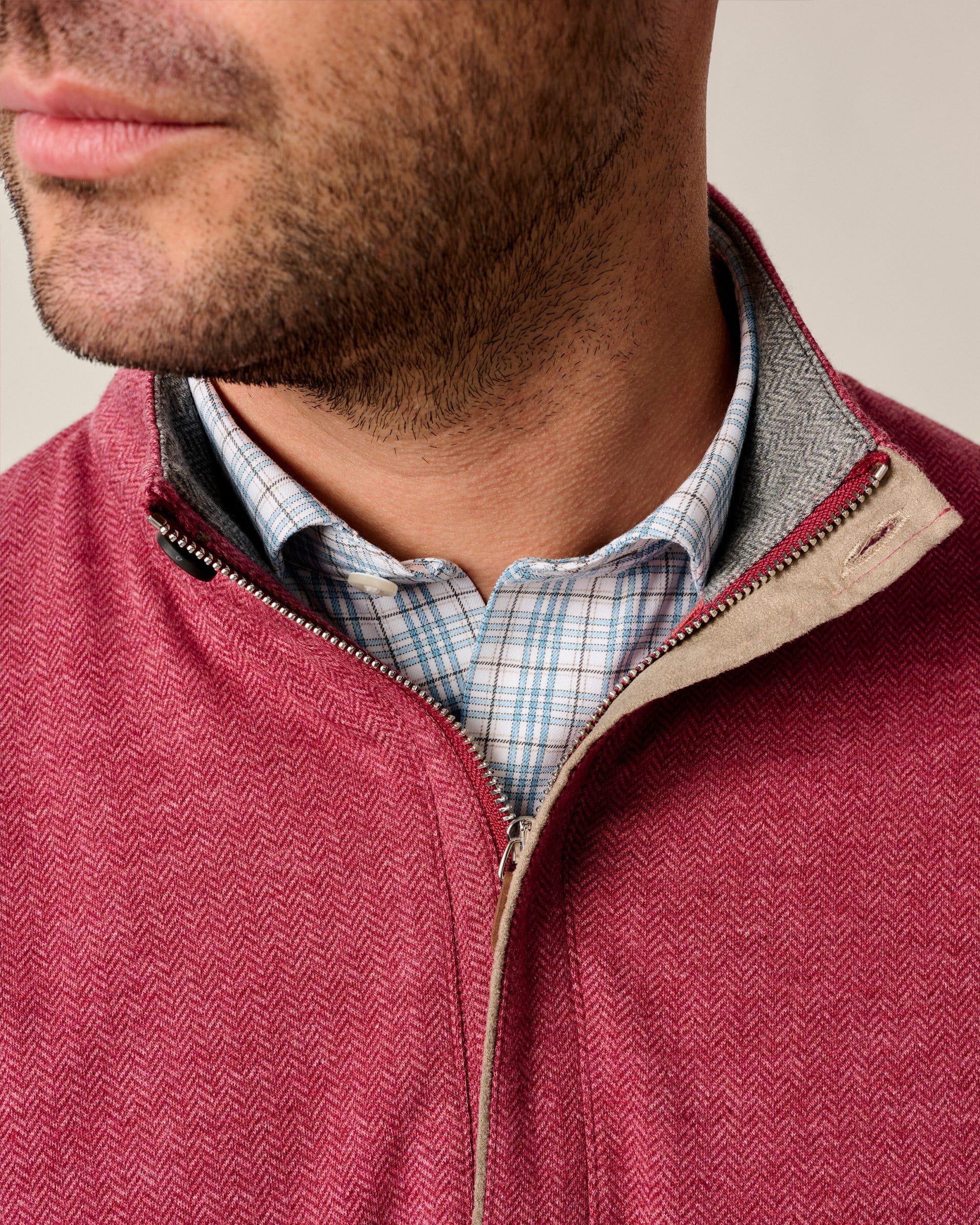 Johnnie-O Rubin Herringbone Cashmere Blend 1/4 Zip Pullover