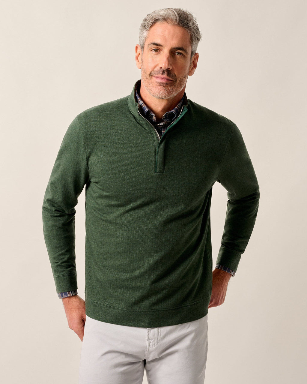 Johnnie-O Rubin Herringbone Cashmere Blend 1/4 Zip Pullover