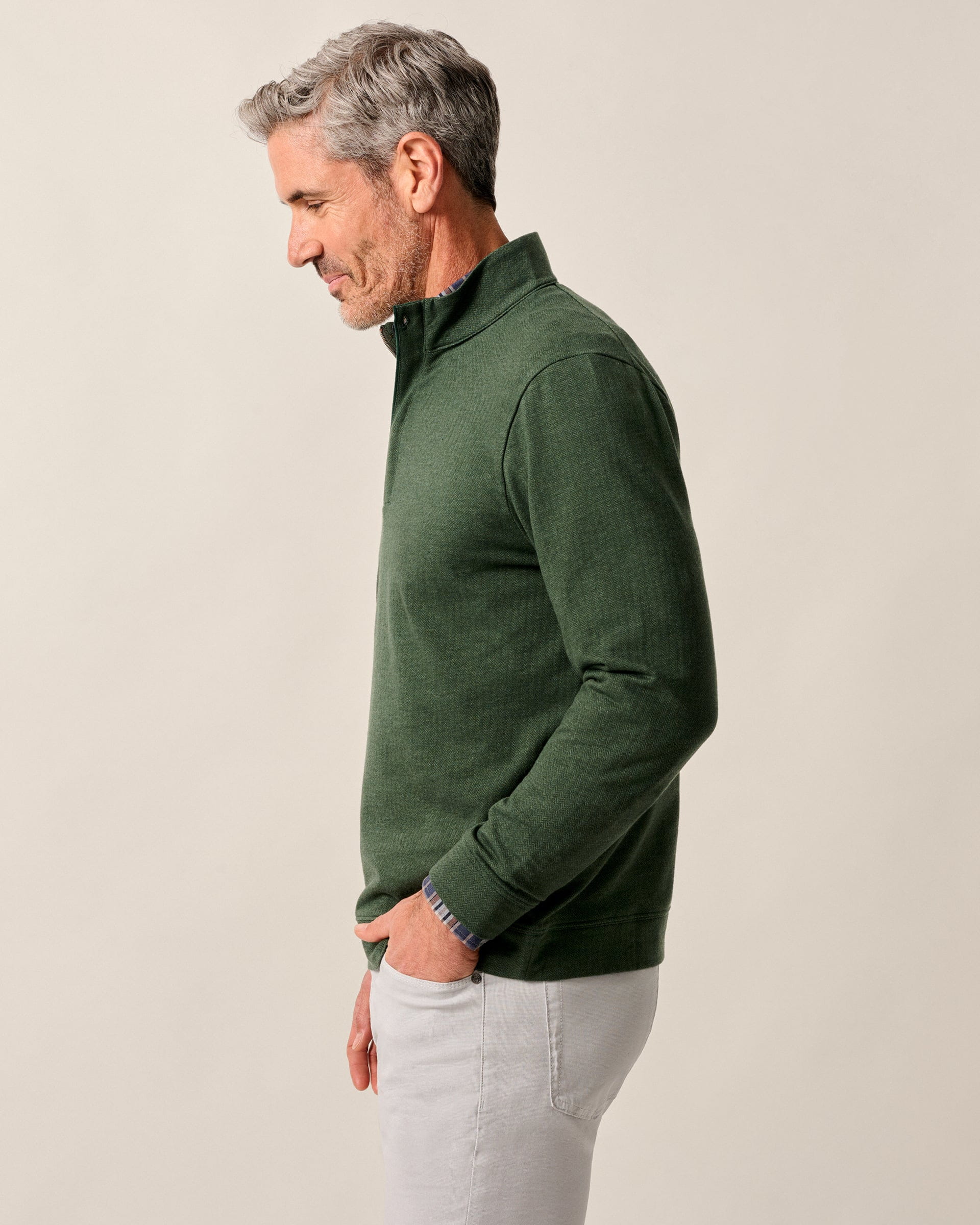 Johnnie-O Rubin Herringbone Cashmere Blend 1/4 Zip Pullover