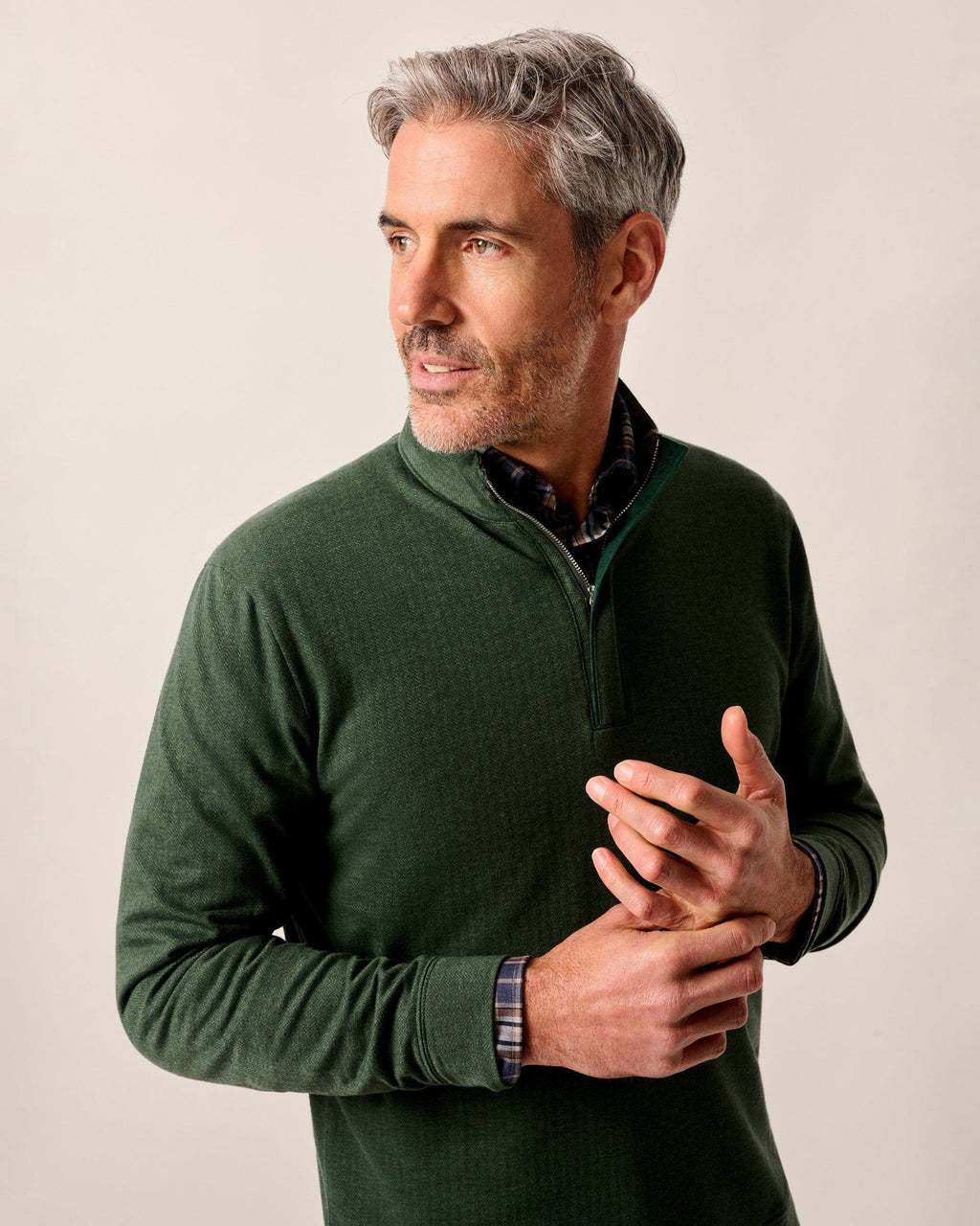 Johnnie-O Rubin Herringbone Cashmere Blend 1/4 Zip Pullover