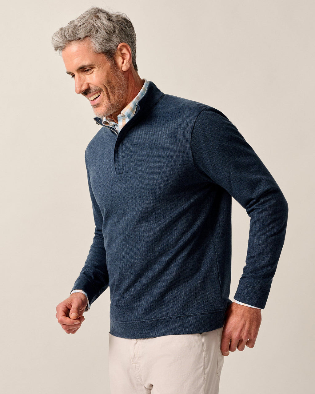 Johnnie-O Rubin Herringbone Cashmere Blend 1/4 Zip Pullover
