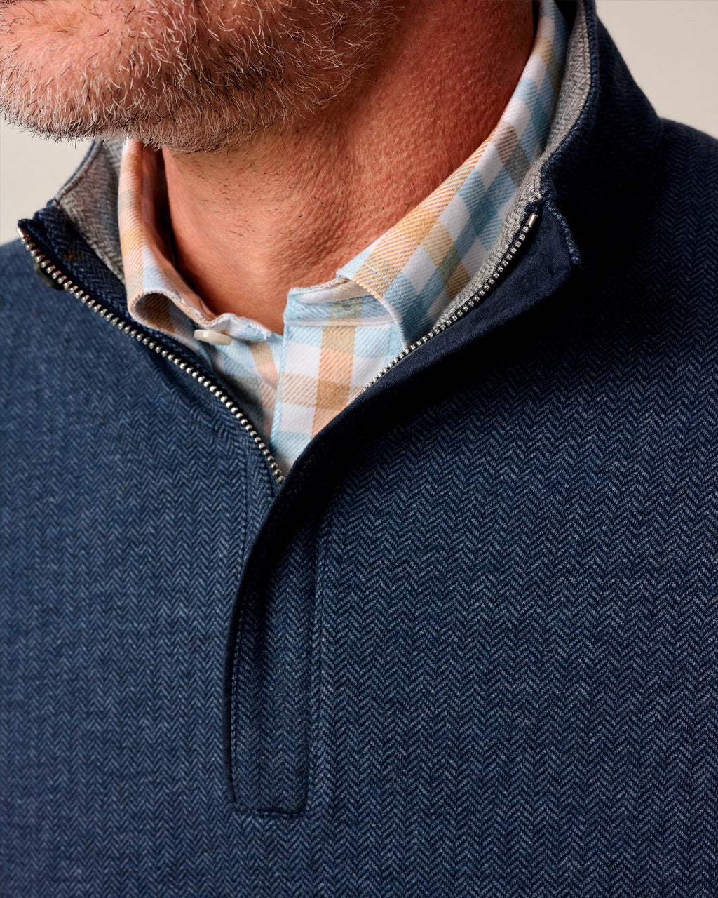 Johnnie-O Rubin Herringbone Cashmere Blend 1/4 Zip Pullover