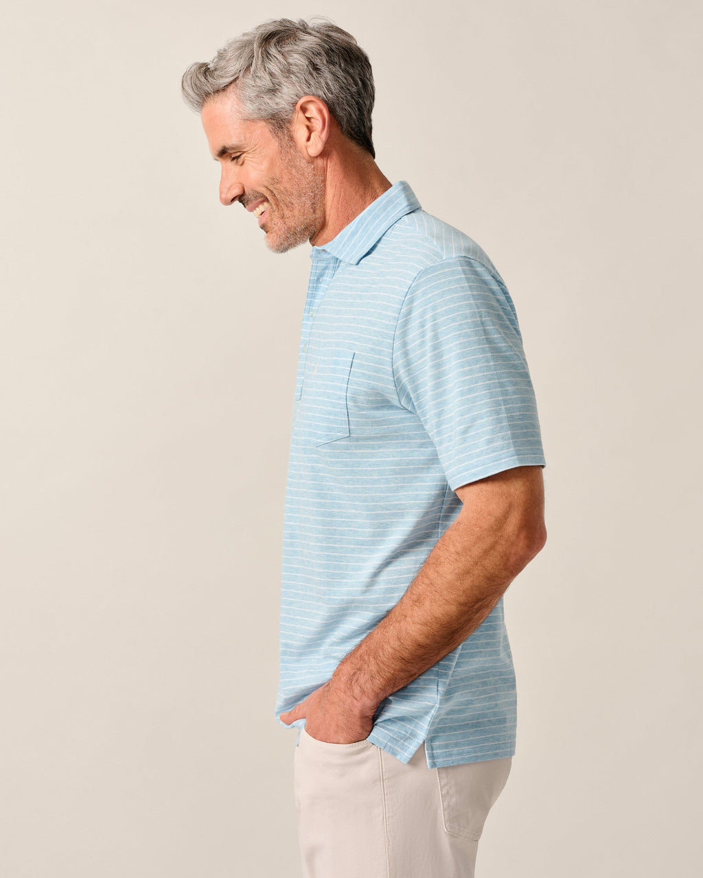 Johnnie-O Original 4-Button Polo - Ryan Stripe, Cloud Blue