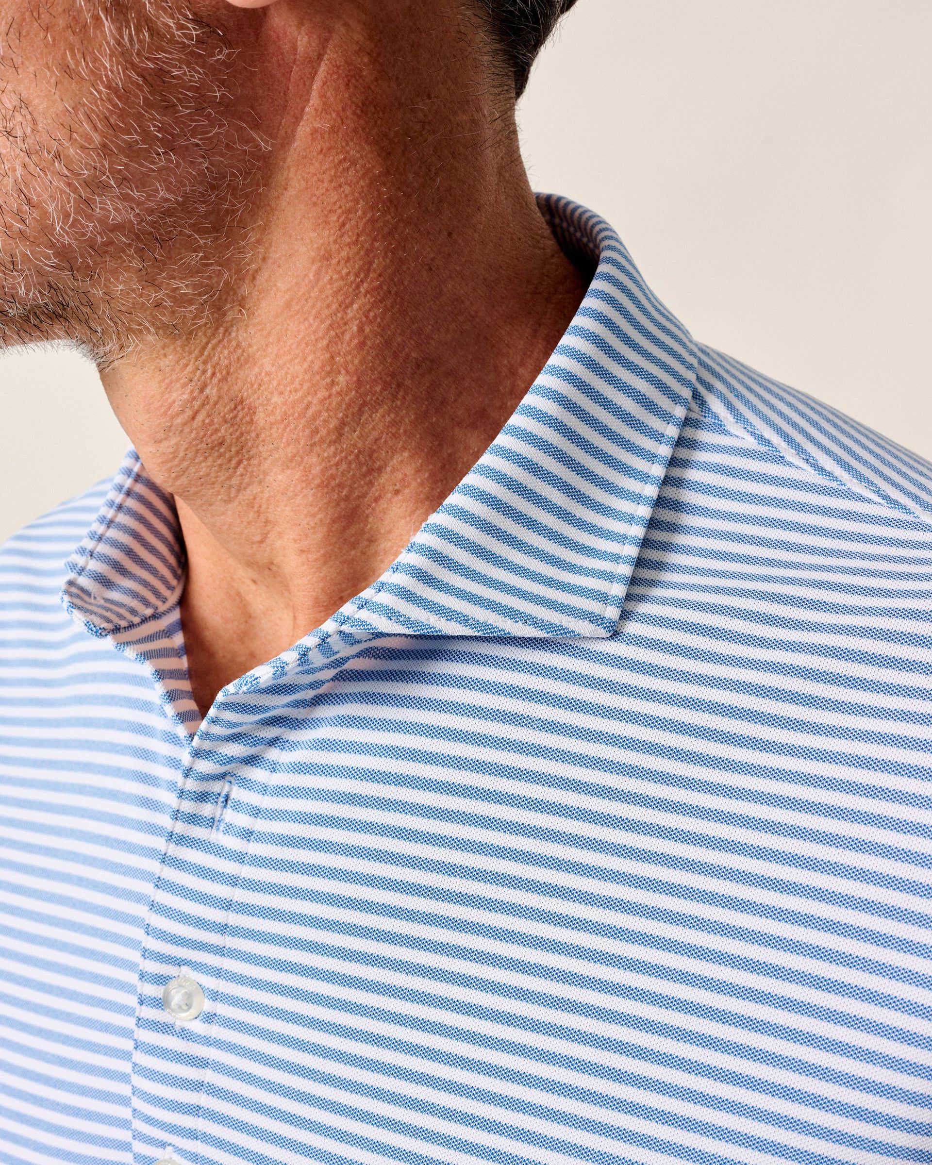 Johnnie-O Performance Mesh Polo - Stetson Stripe, Palisades Blue