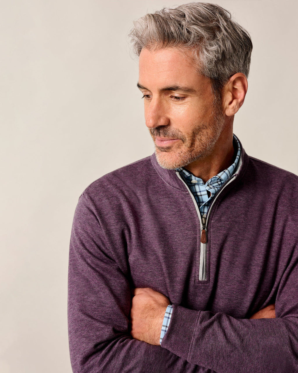 Johnnie-O Sully 1/4 Zip Pullover, Royal Plum
