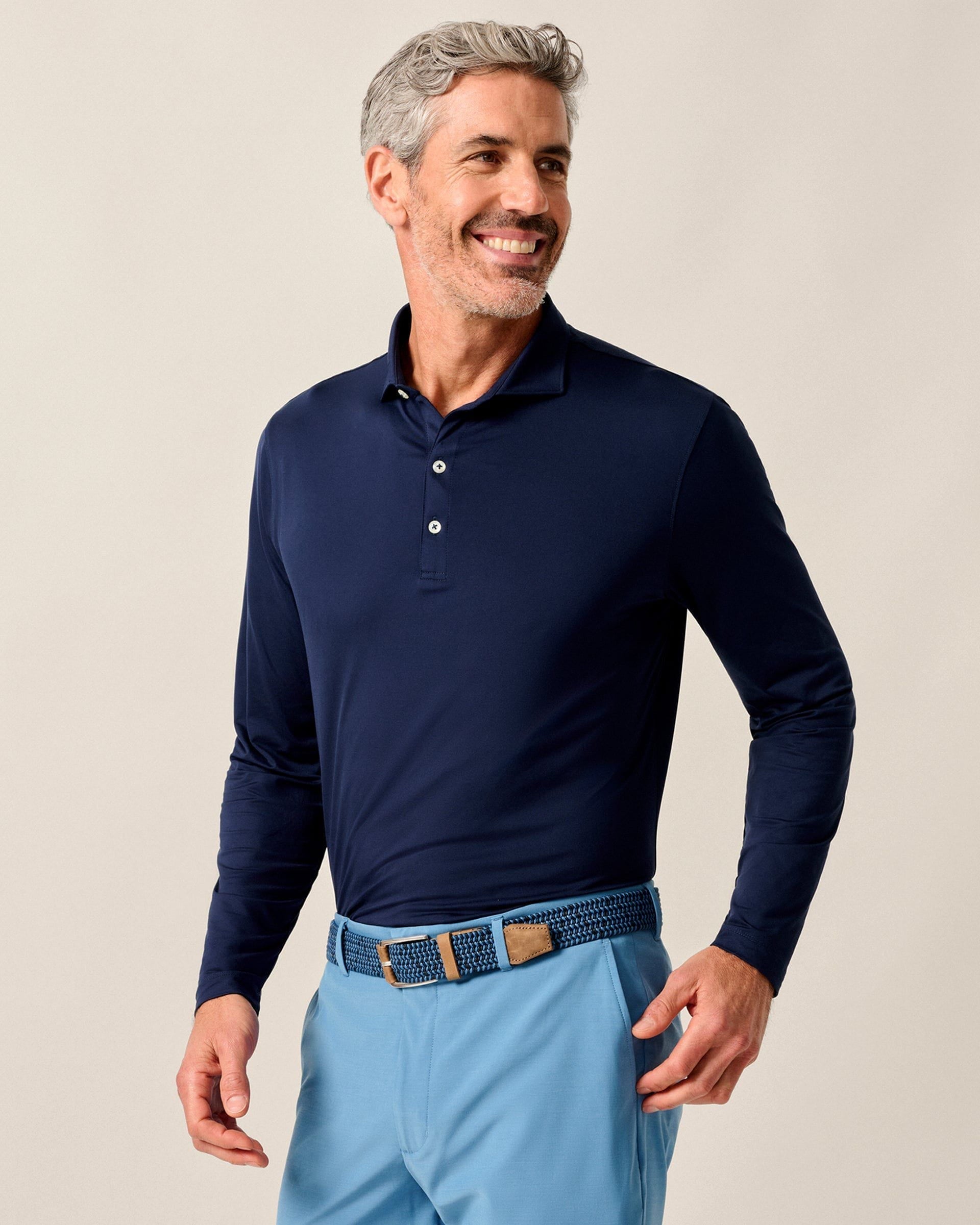 Johnnie-O Performance Featherweight Long Sleeve Polo, Navy